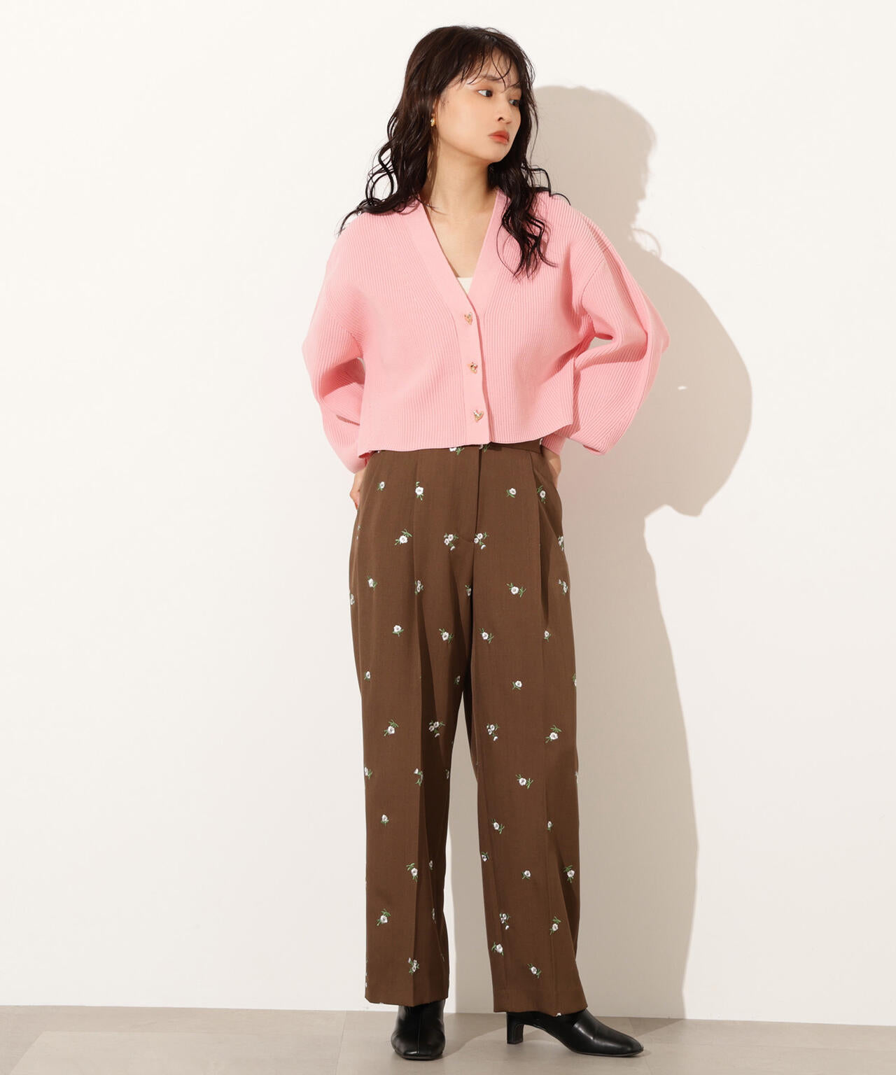 ニュアンスハートボタンカーディガン《ベリーブラウン:LUMINE・LUCUA・official site限定》