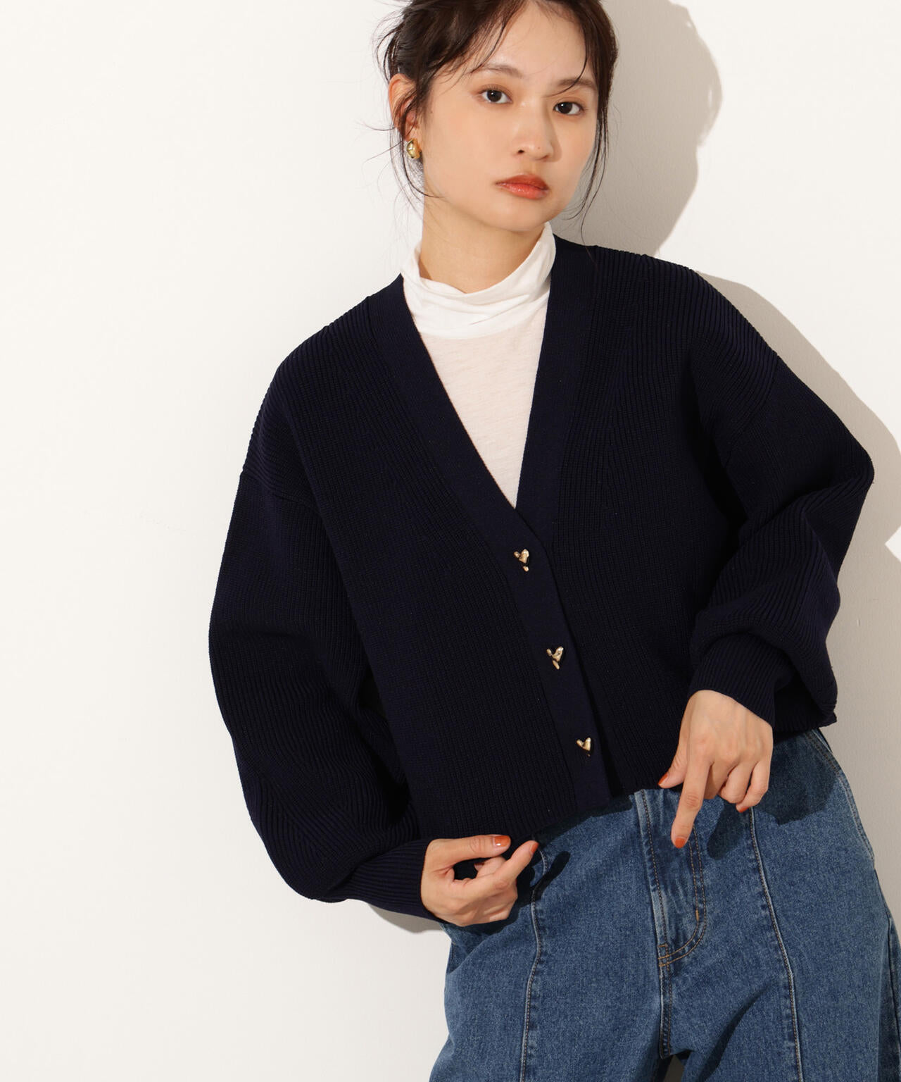 ニュアンスハートボタンカーディガン《ベリーブラウン:LUMINE・LUCUA・official site限定》