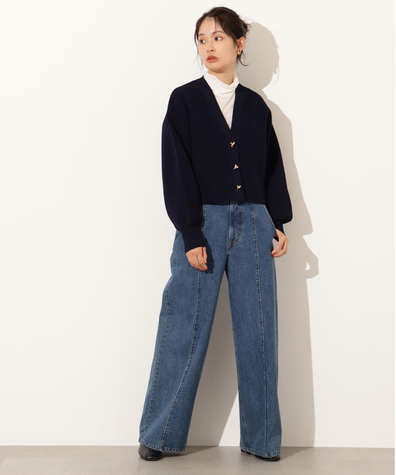 ニュアンスハートボタンカーディガン《ベリーブラウン:LUMINE・LUCUA・official site限定》