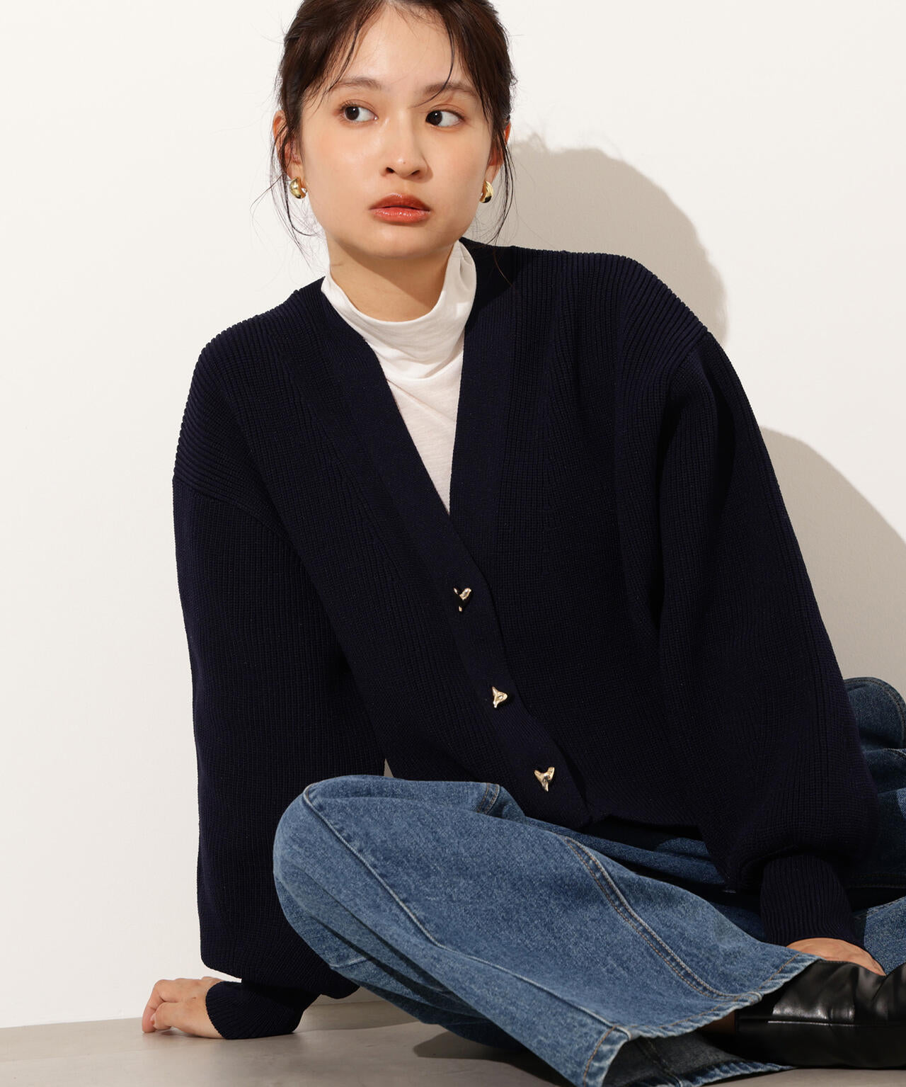 ニュアンスハートボタンカーディガン《ベリーブラウン:LUMINE・LUCUA・official site限定》