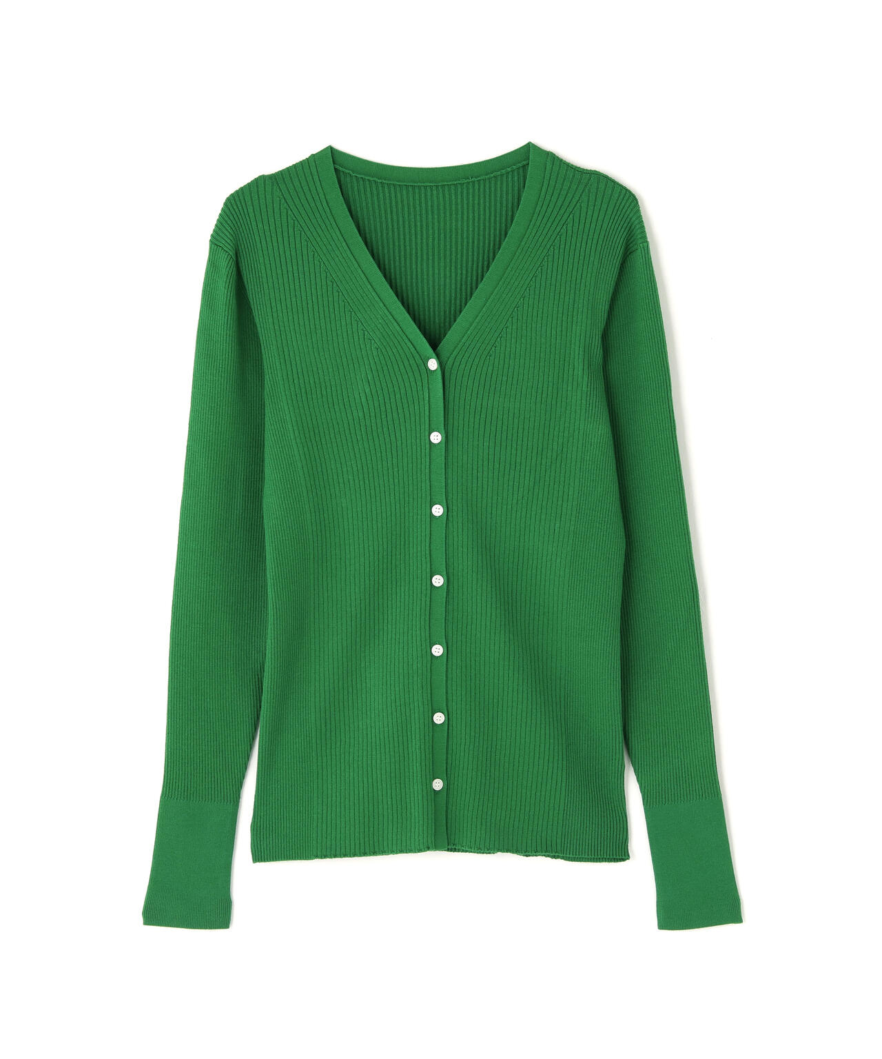 Vネックリブカーディガン