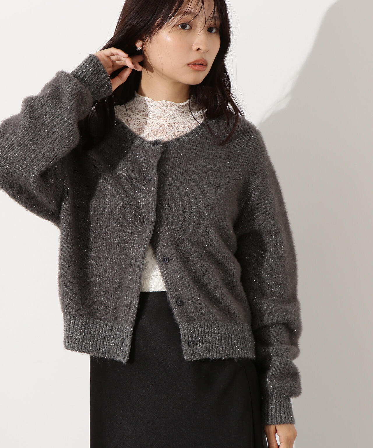 【小室安未さん着用】ビーズミックスヘアリーカーディガン