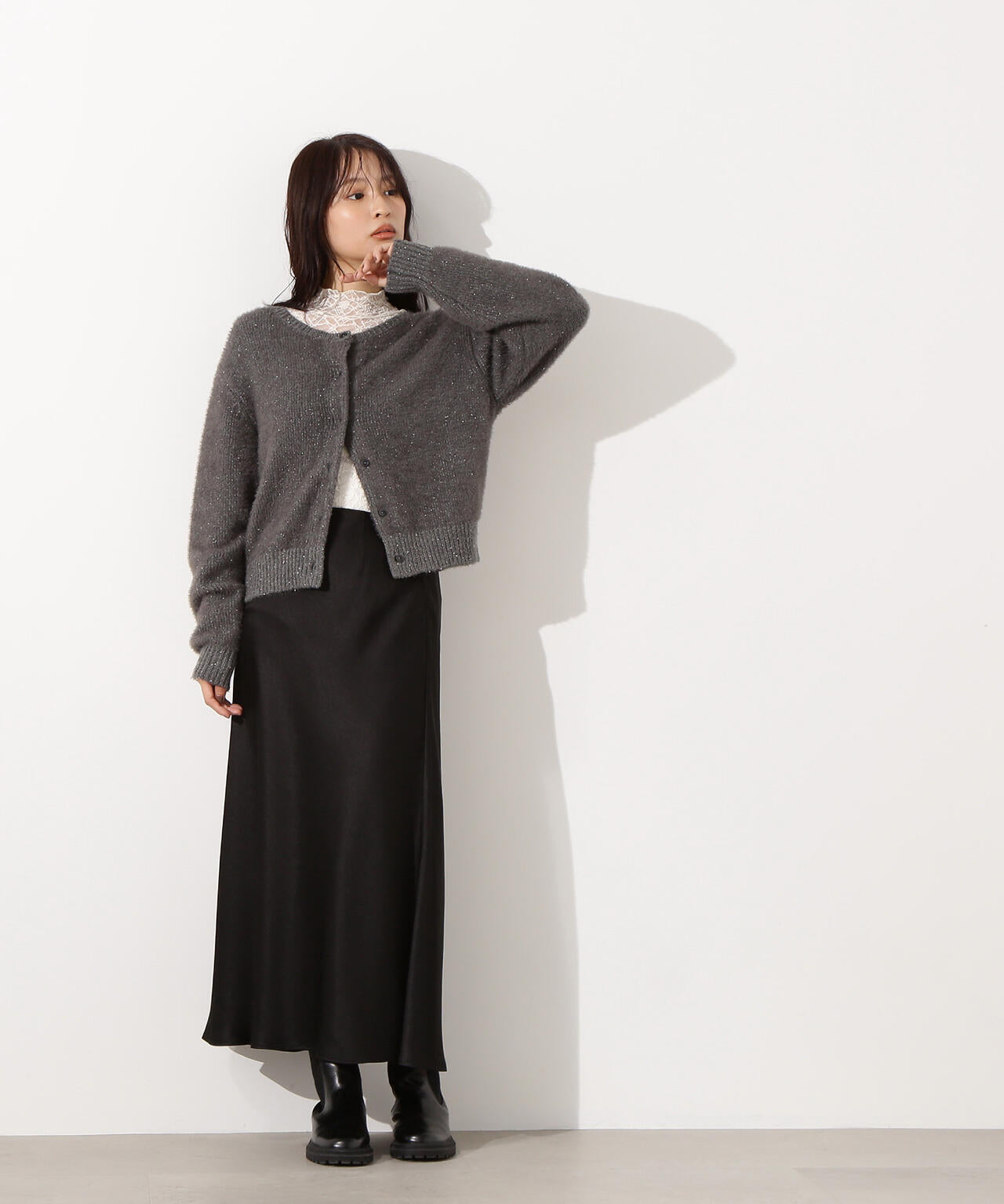 【小室安未さん着用】ビーズミックスヘアリーカーディガン