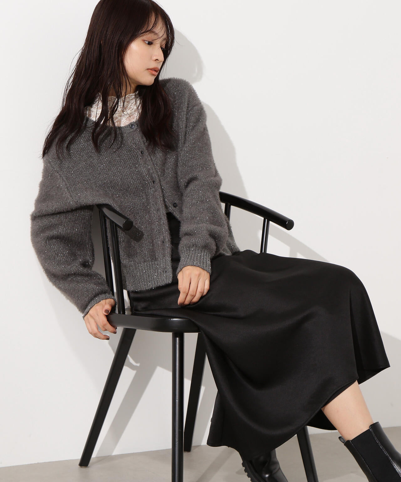 【小室安未さん着用】ビーズミックスヘアリーカーディガン