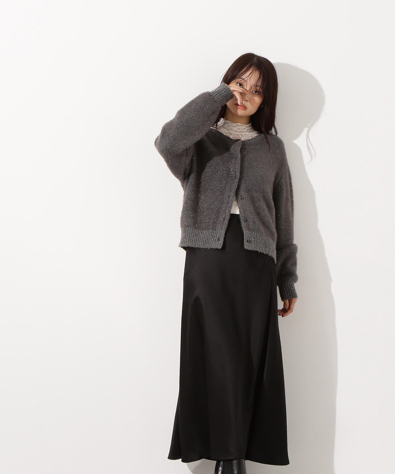 【小室安未さん着用】ビーズミックスヘアリーカーディガン