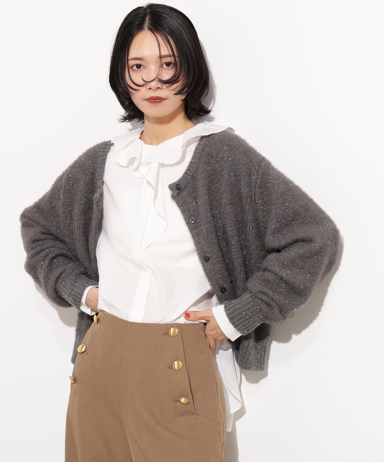 【小室安未さん着用】ビーズミックスヘアリーカーディガン