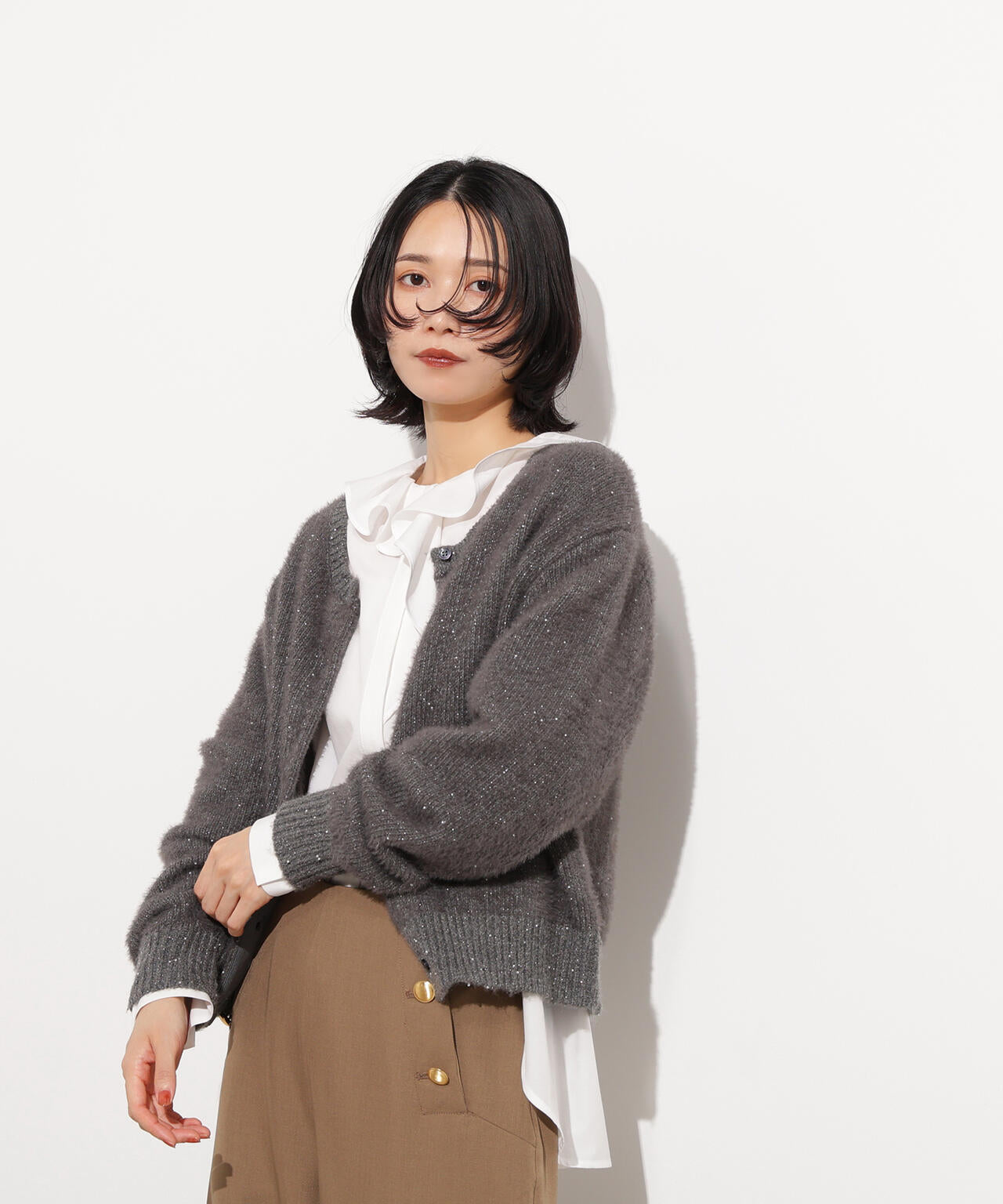 【小室安未さん着用】ビーズミックスヘアリーカーディガン