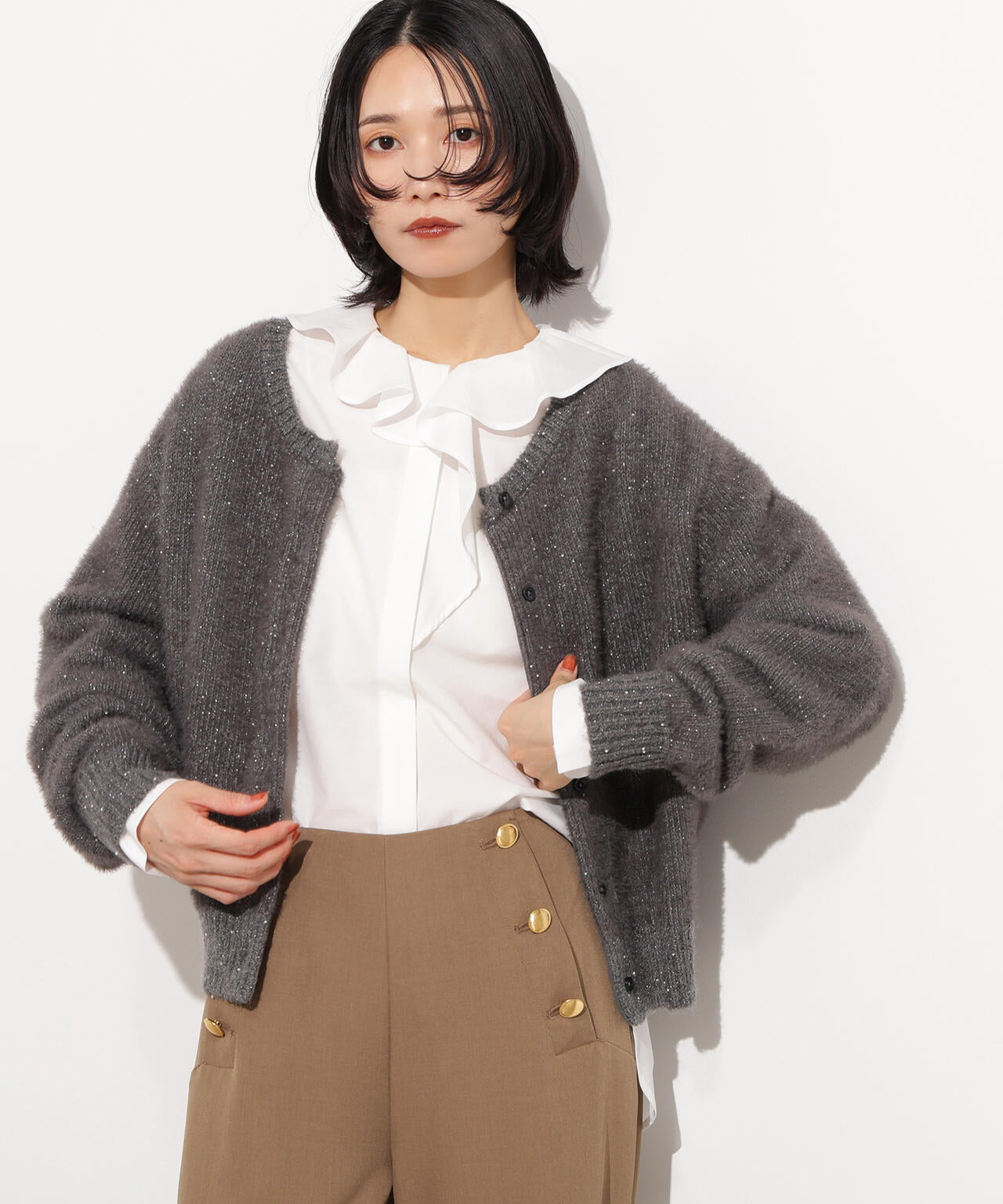 【小室安未さん着用】ビーズミックスヘアリーカーディガン