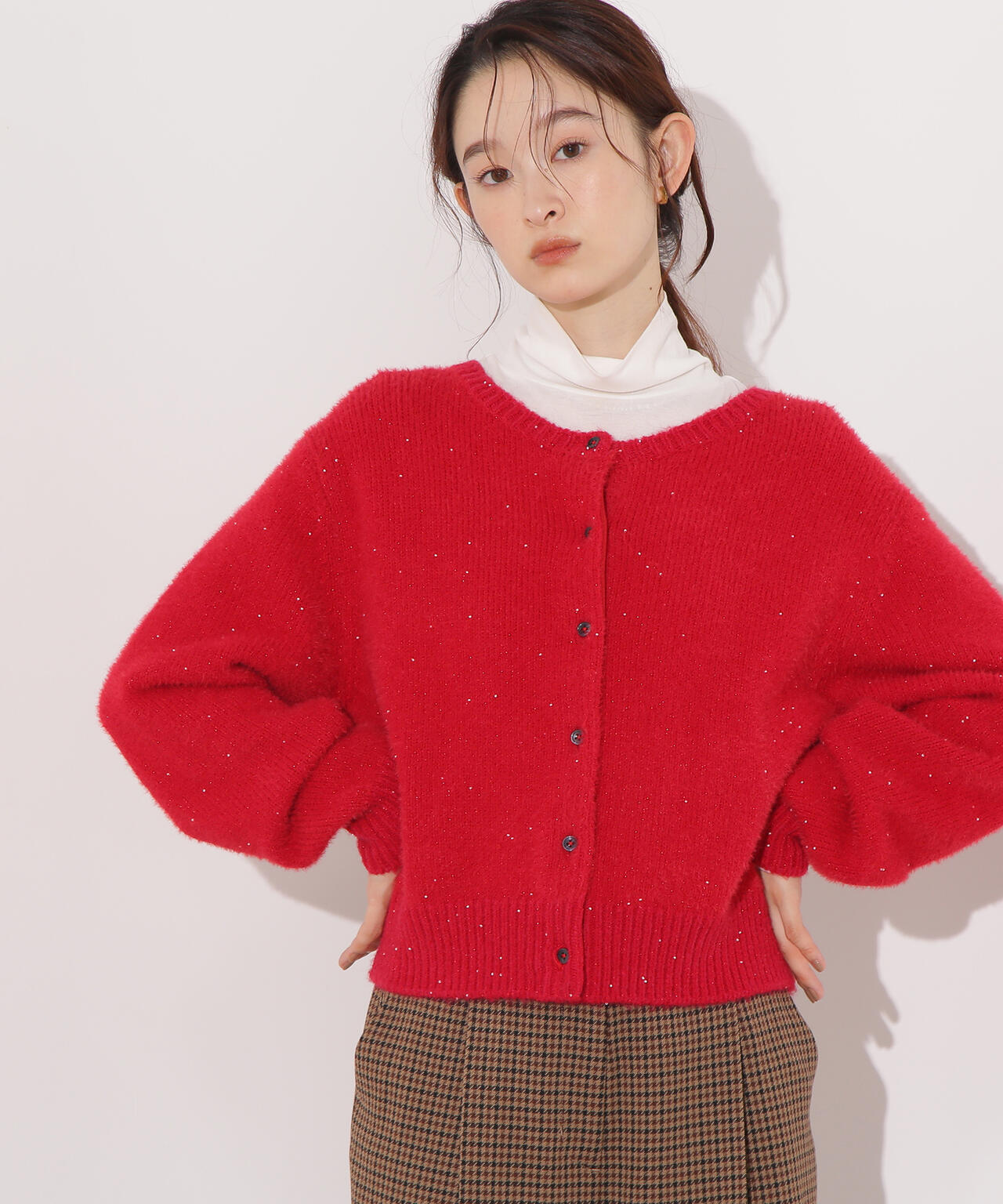 【小室安未さん着用】ビーズミックスヘアリーカーディガン