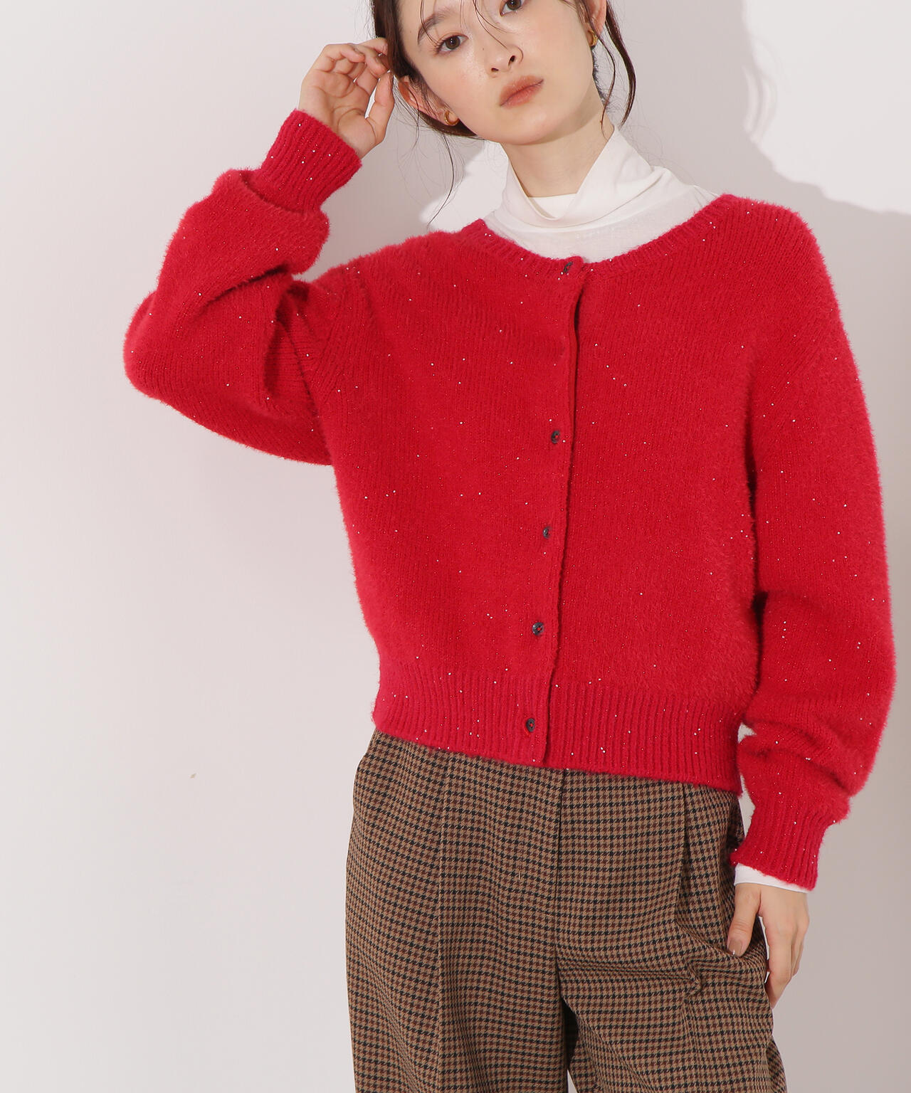 【小室安未さん着用】ビーズミックスヘアリーカーディガン