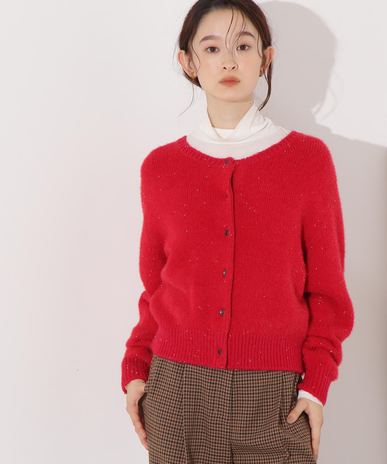 【小室安未さん着用】ビーズミックスヘアリーカーディガン