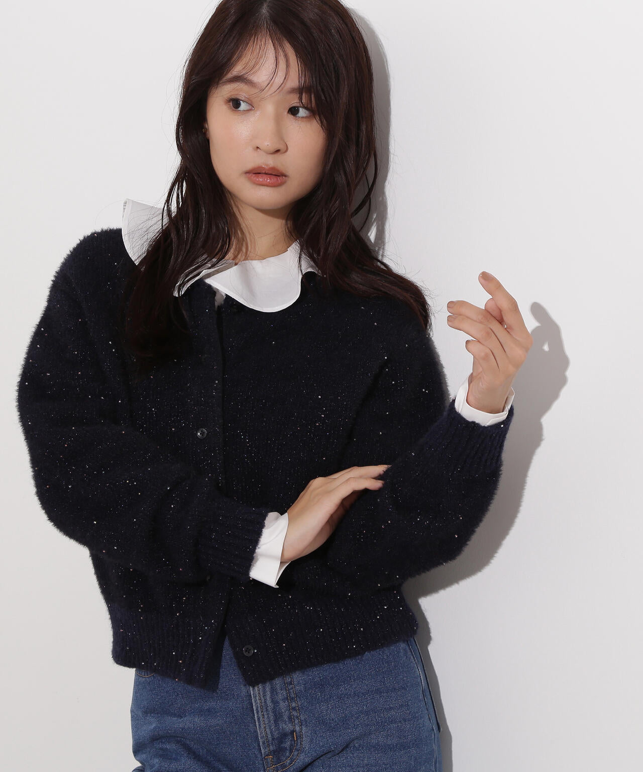 【小室安未さん着用】ビーズミックスヘアリーカーディガン