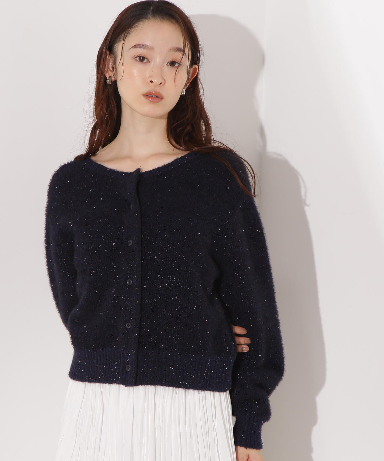 【小室安未さん着用】ビーズミックスヘアリーカーディガン