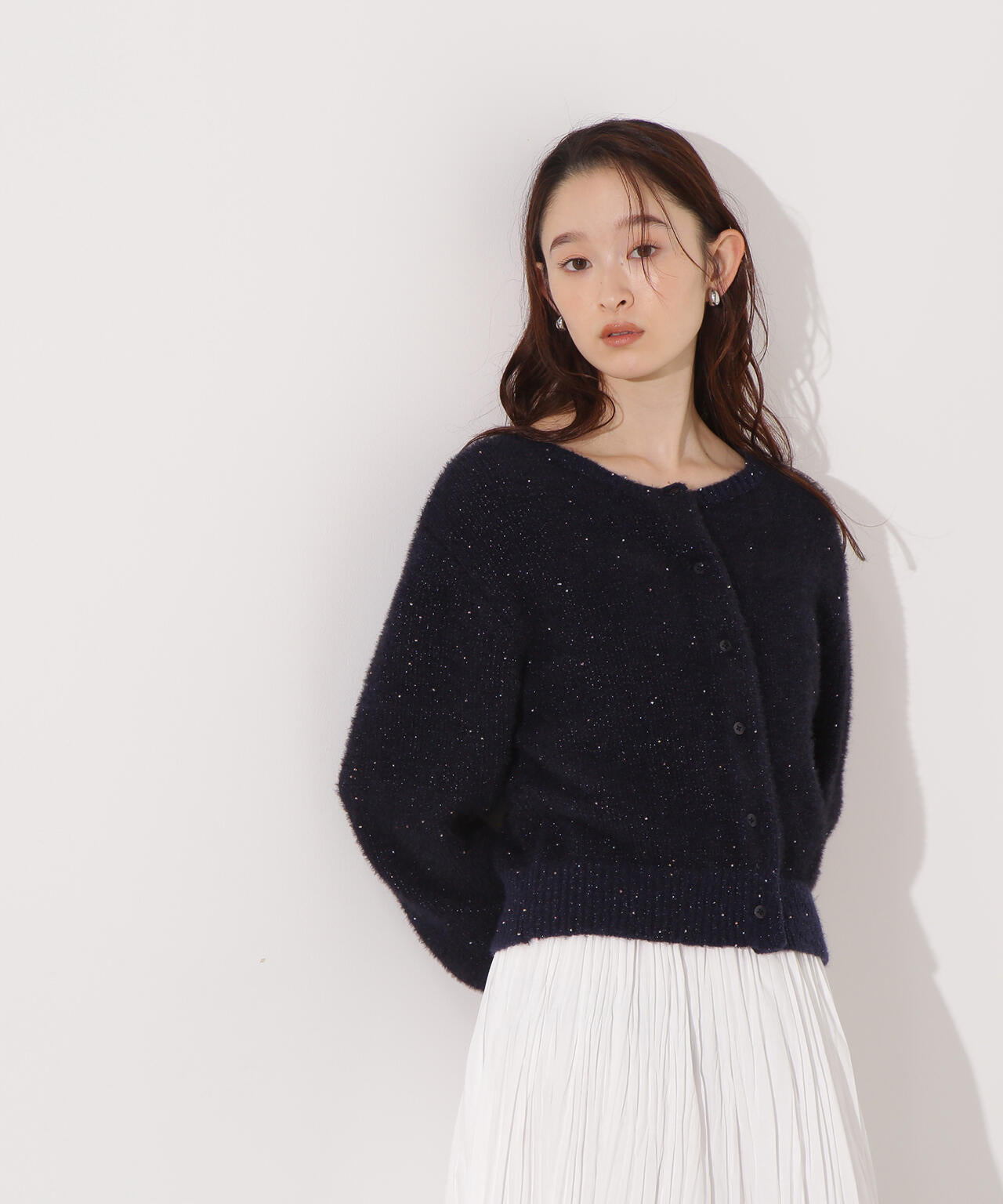 【小室安未さん着用】ビーズミックスヘアリーカーディガン