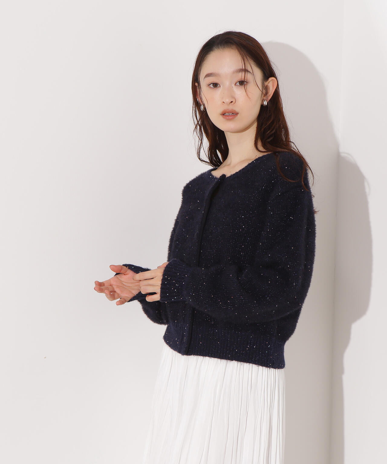 【小室安未さん着用】ビーズミックスヘアリーカーディガン