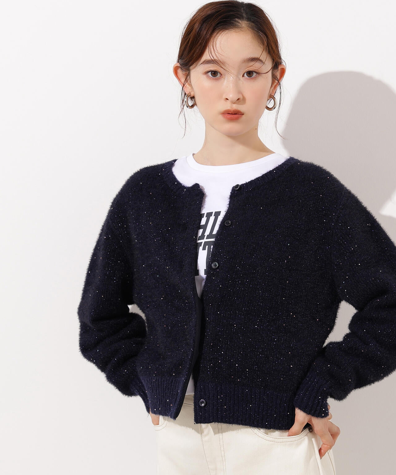 【小室安未さん着用】ビーズミックスヘアリーカーディガン