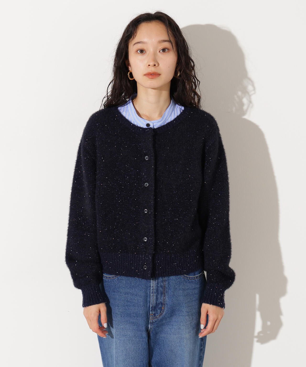 【小室安未さん着用】ビーズミックスヘアリーカーディガン