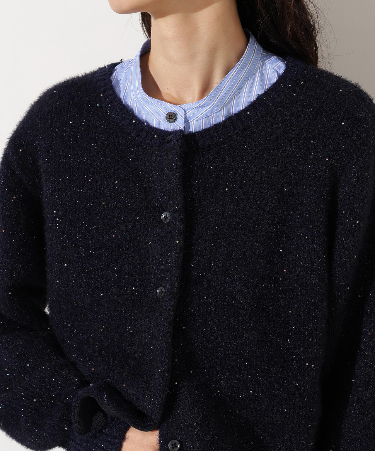 【小室安未さん着用】ビーズミックスヘアリーカーディガン