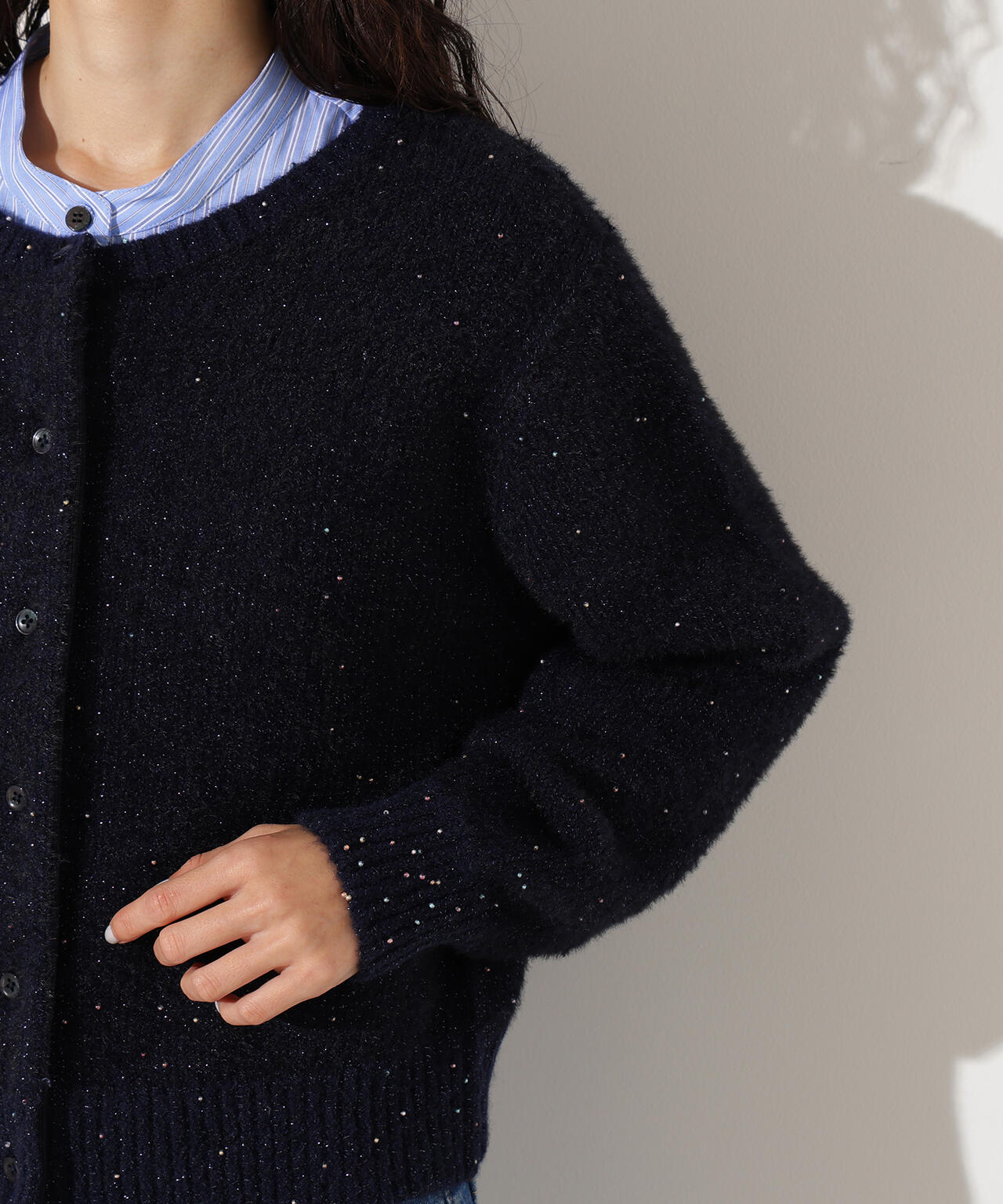 【小室安未さん着用】ビーズミックスヘアリーカーディガン