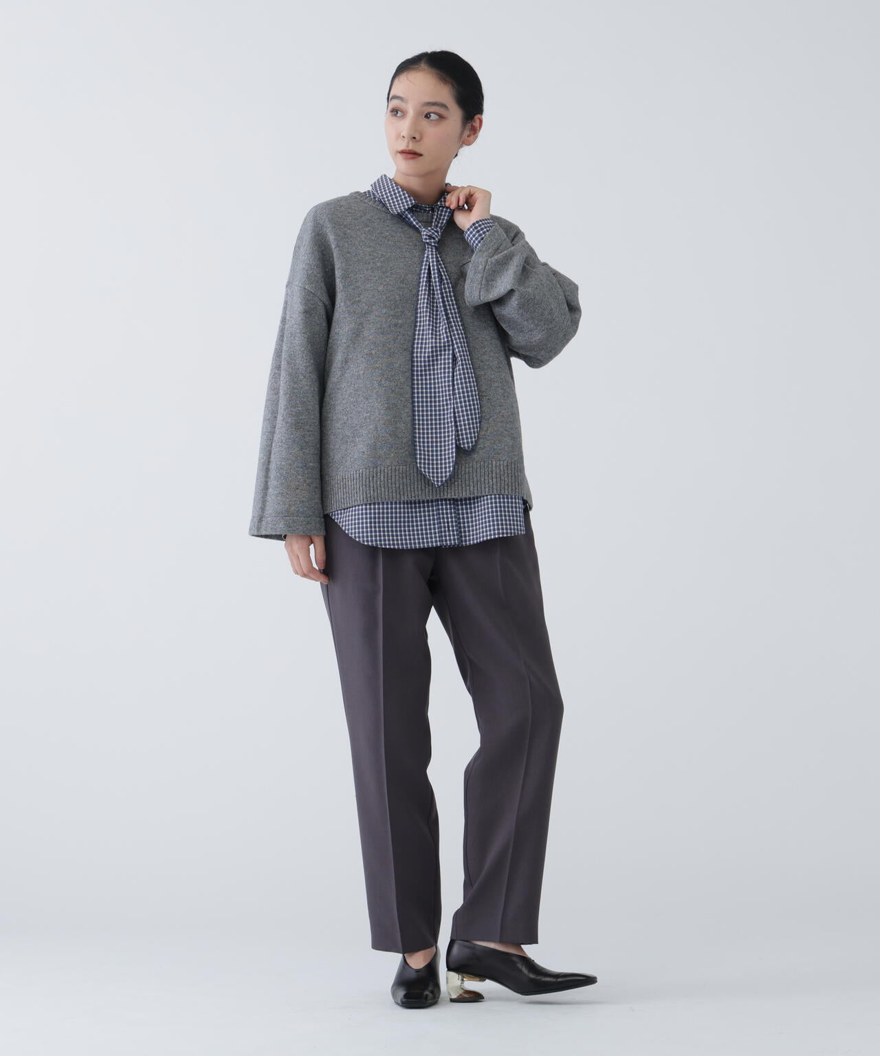 【ユーティリティー】洗えるウール混前後2WAYボクシーニット