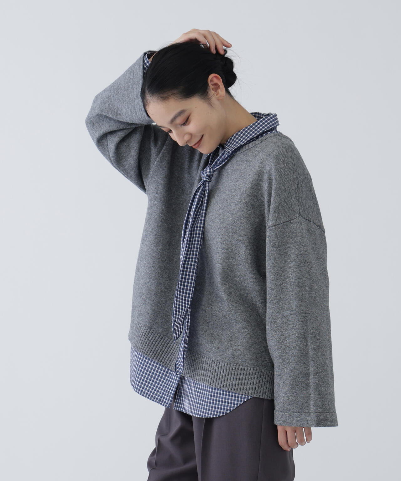 【ユーティリティー】洗えるウール混前後2WAYボクシーニット