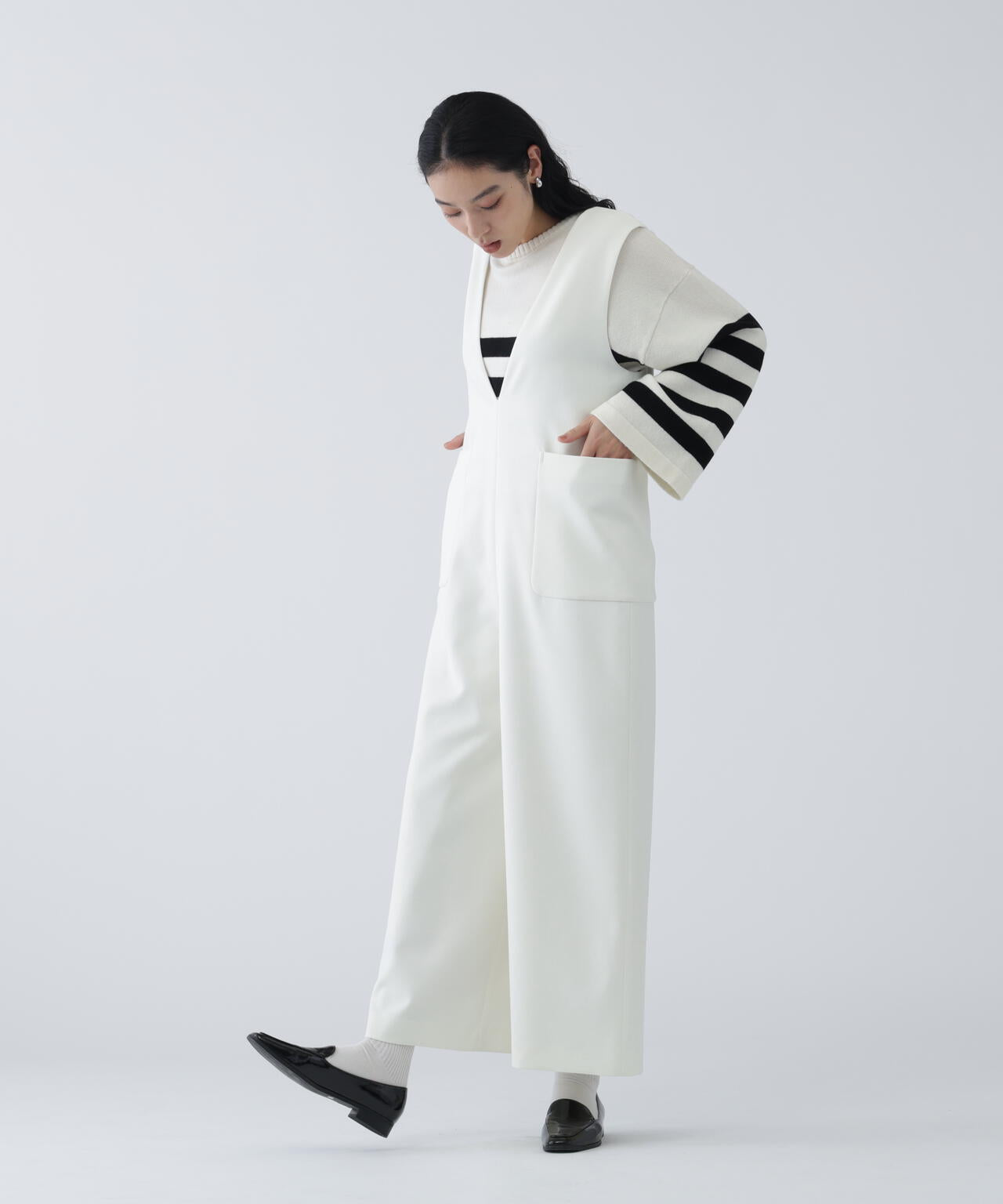 【ユーティリティー】洗えるウール混前後2WAYボクシーニット