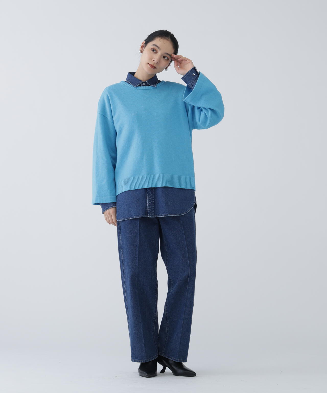 【ユーティリティー】洗えるウール混前後2WAYボクシーニット