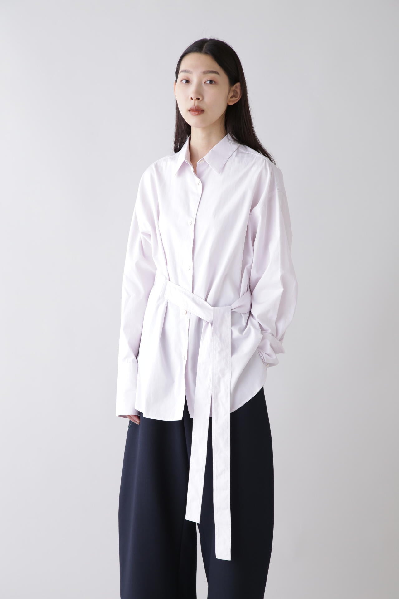 STUDIO NICHOLSON / WSHD ORGANIC COTTON TIE WAISTED SHIRT
