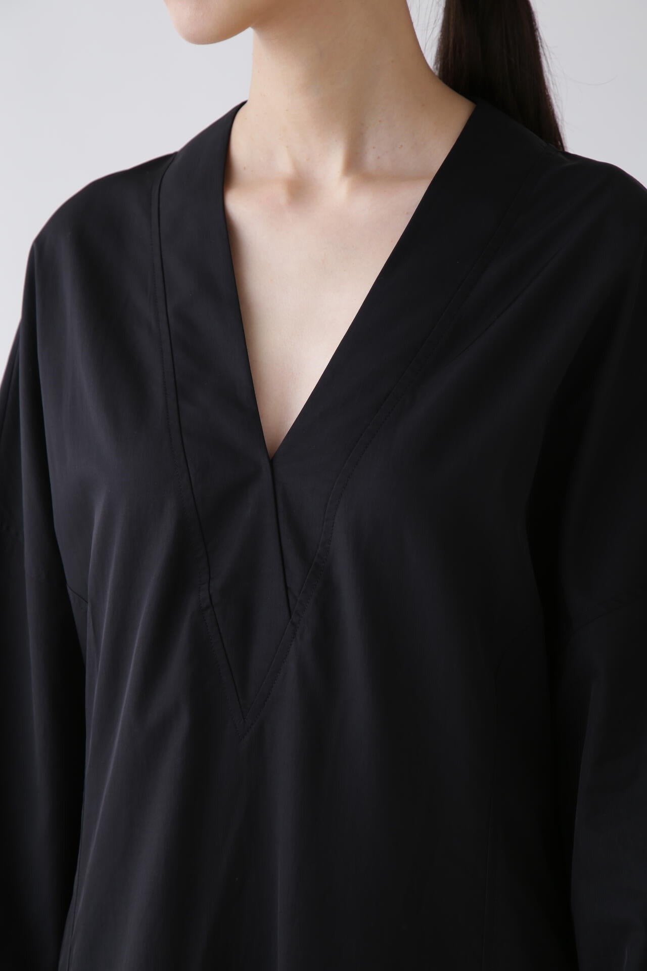 STUDIO NICHOLSON / ORG COTTON VISCOSE DROPPED SHOULDER DRESS