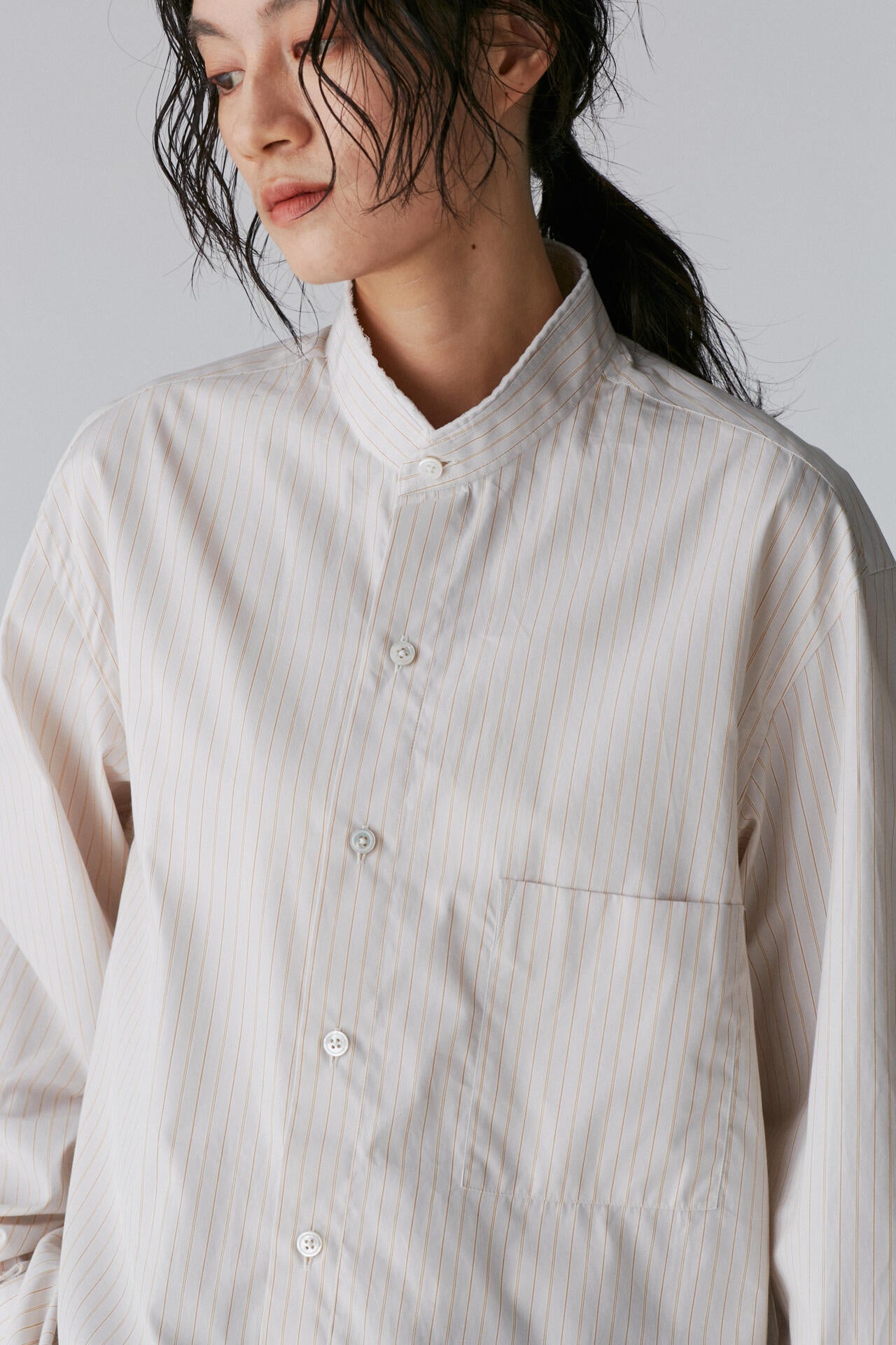 Cristaseya / HANDMADE MAO SHIRT WITH FRINGED COLLAR