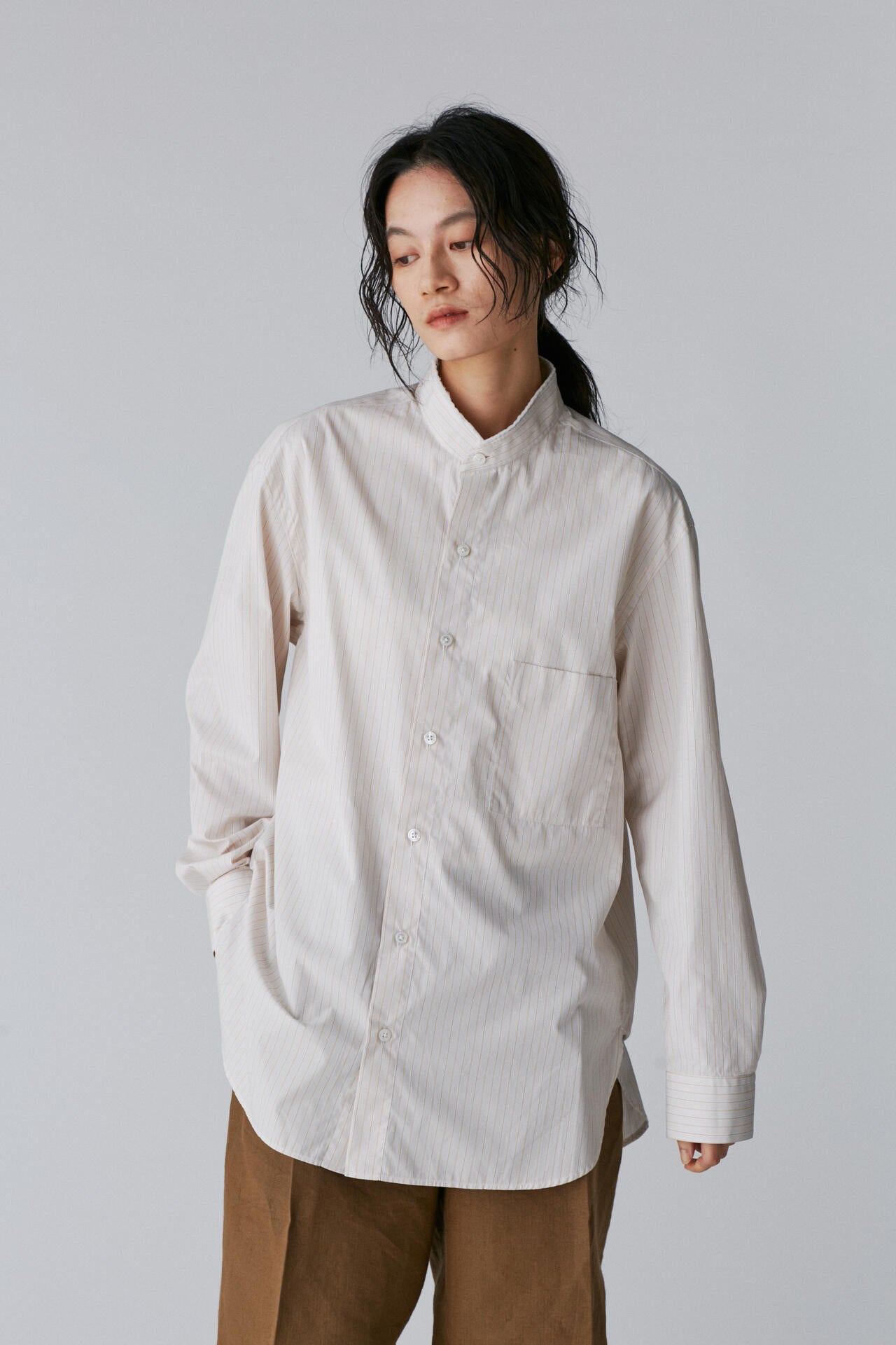 Cristaseya / HANDMADE MAO SHIRT WITH FRINGED COLLAR