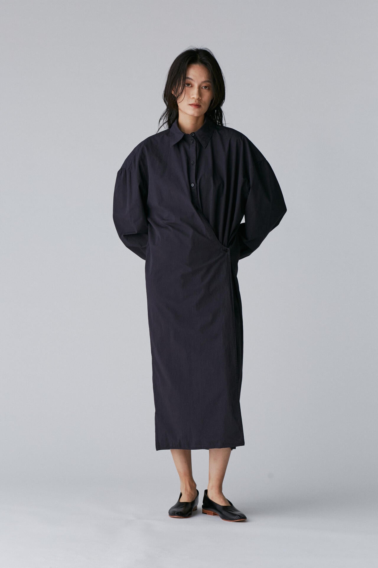 LEMAIRE / STRAIGHT COLLAR TWISTED DRESS