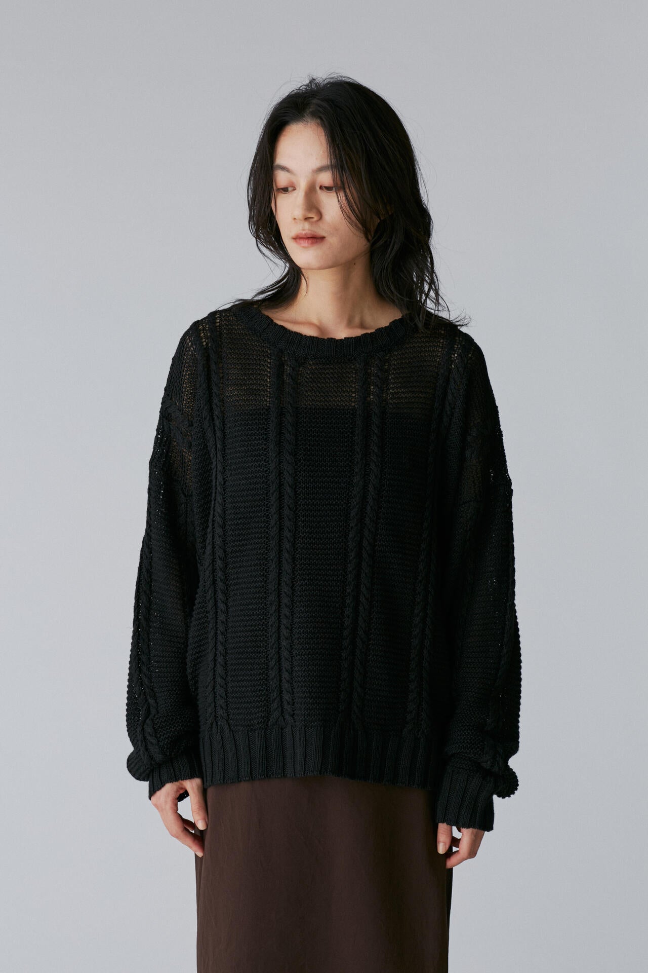 Cristaseya / LINEN CABLE KNIT SWEATER