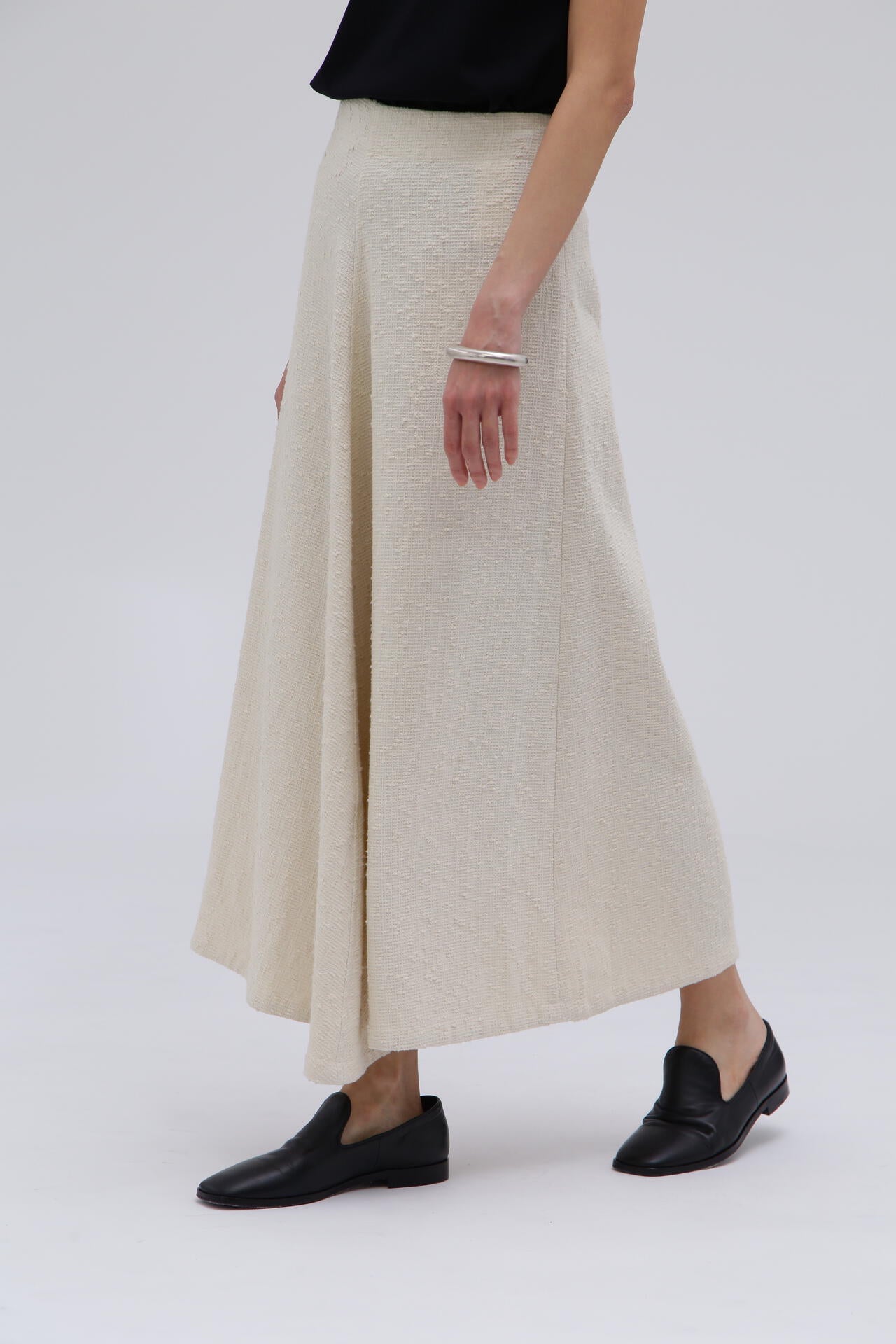 STUDIO NICHOLSON / COTTON BOUCLE KICK FRONT SKIRT