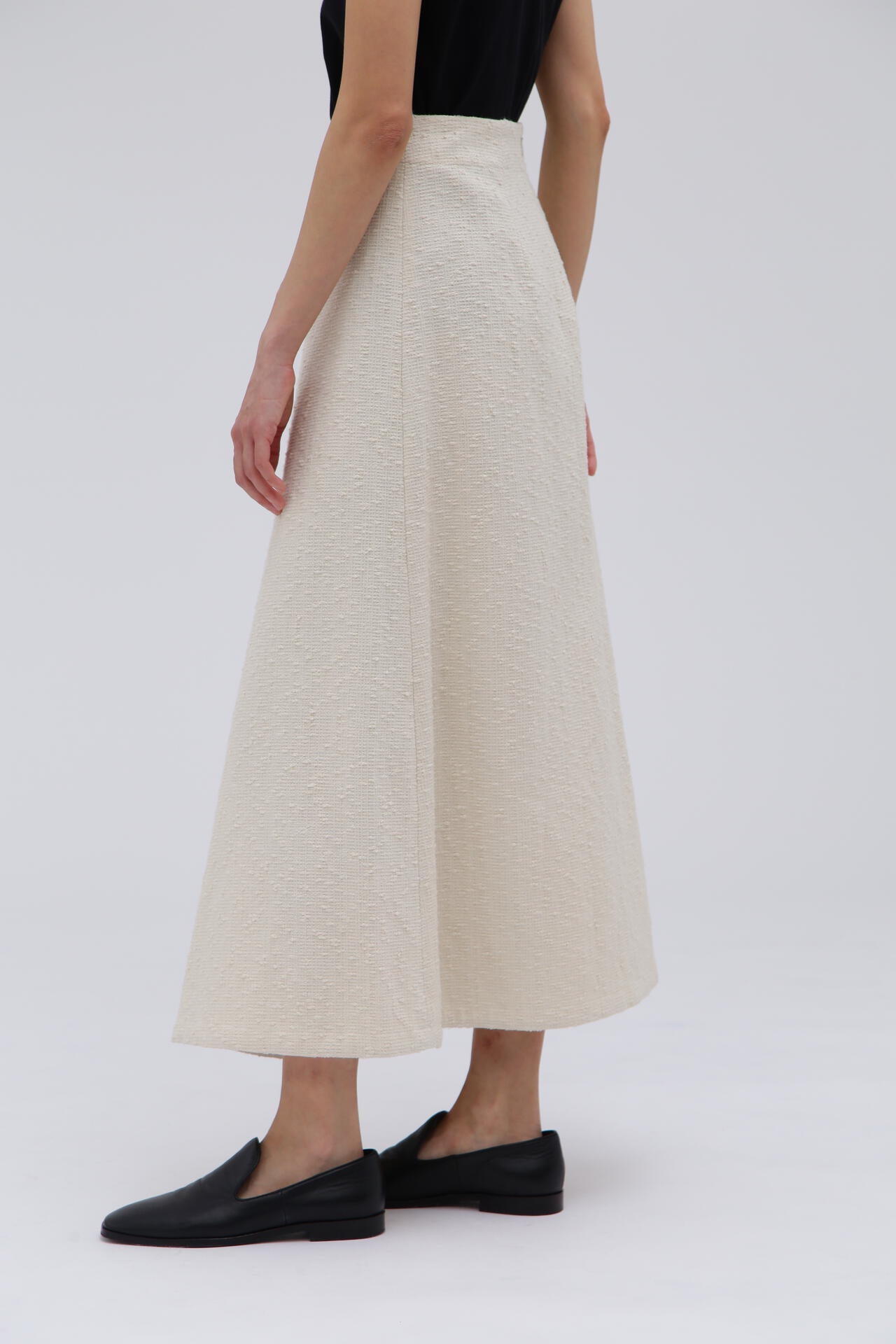 STUDIO NICHOLSON / COTTON BOUCLE KICK FRONT SKIRT