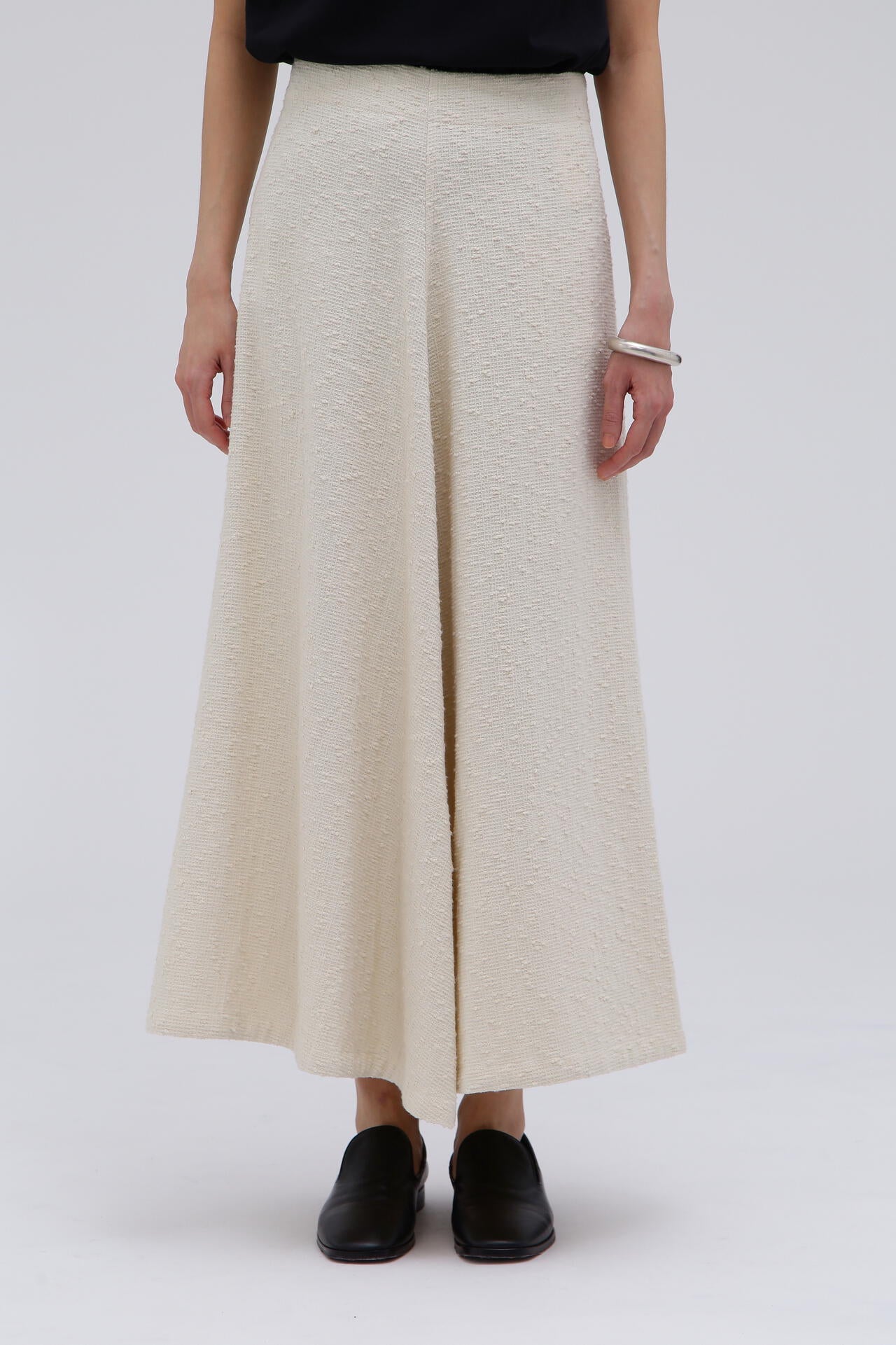 STUDIO NICHOLSON / COTTON BOUCLE KICK FRONT SKIRT