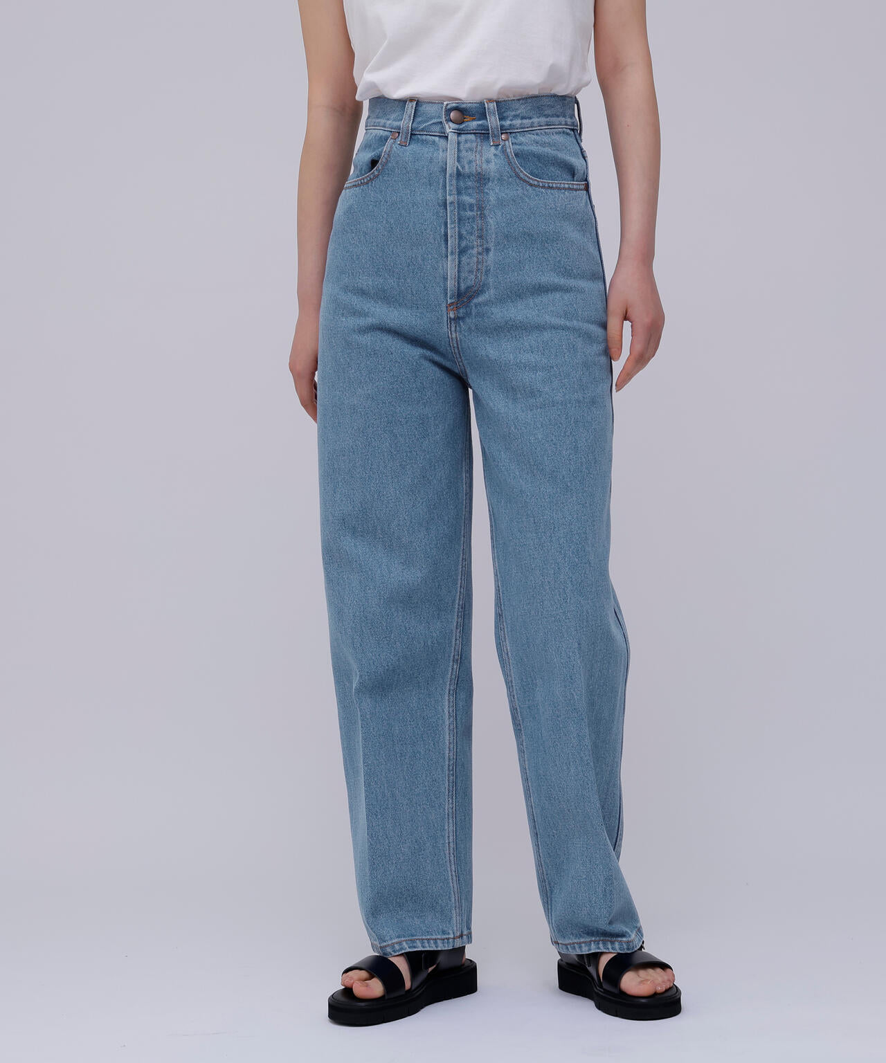 Cristaseya / BLEACHED DENIM HIGHWAISTED JEANS
