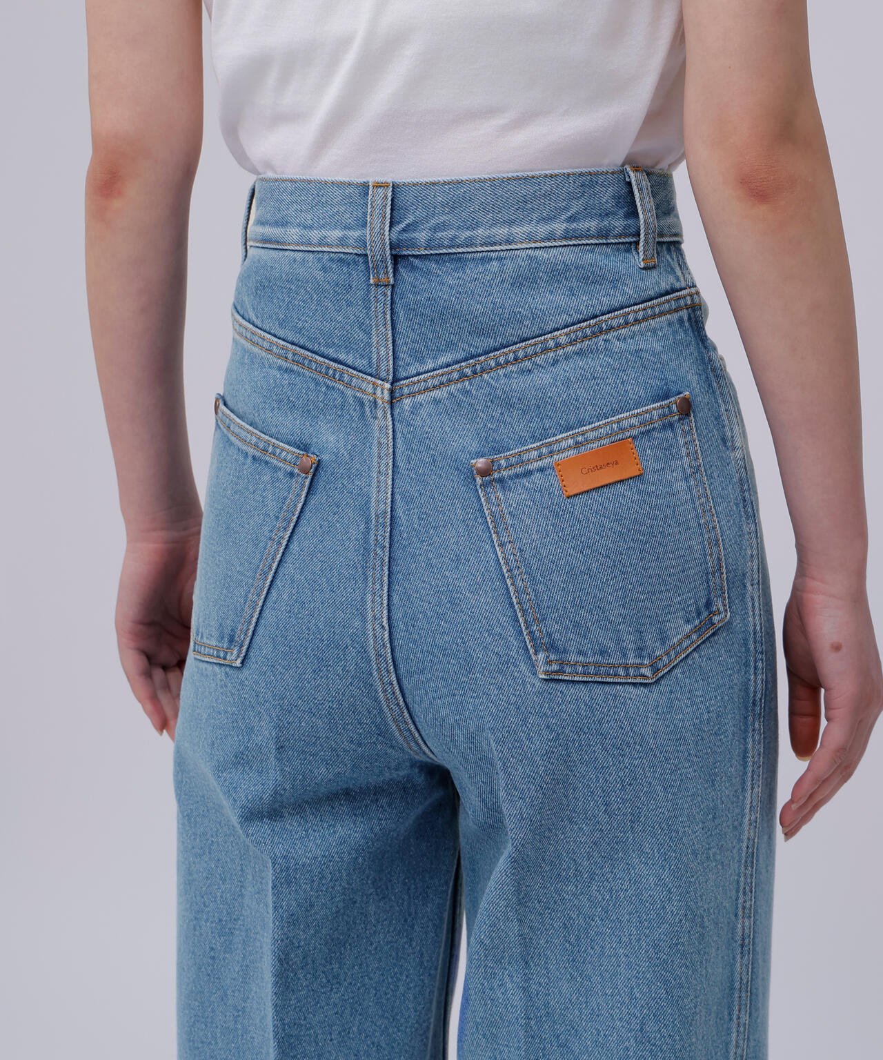 Cristaseya / BLEACHED DENIM HIGHWAISTED JEANS