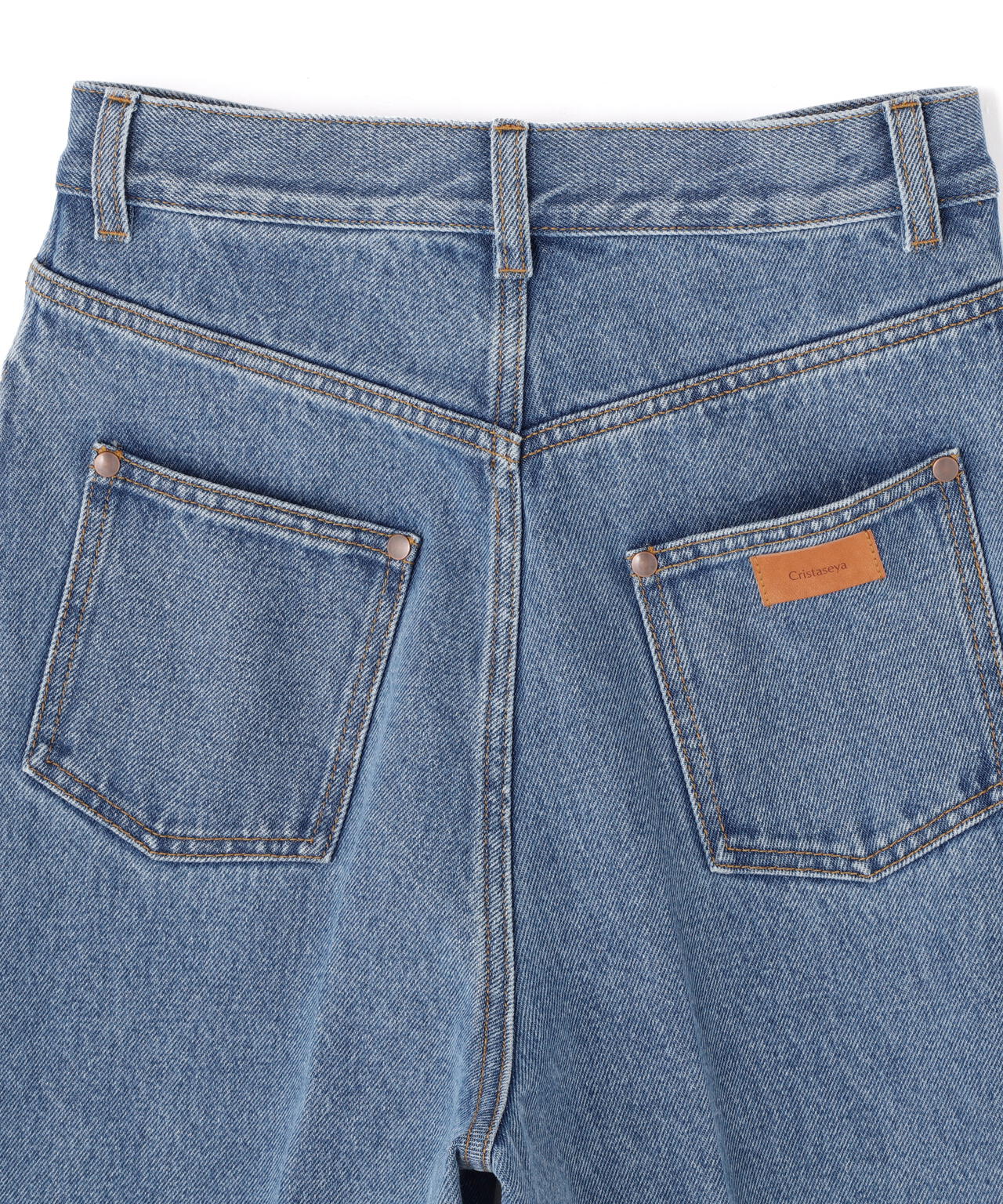 Cristaseya / BLEACHED DENIM HIGHWAISTED JEANS