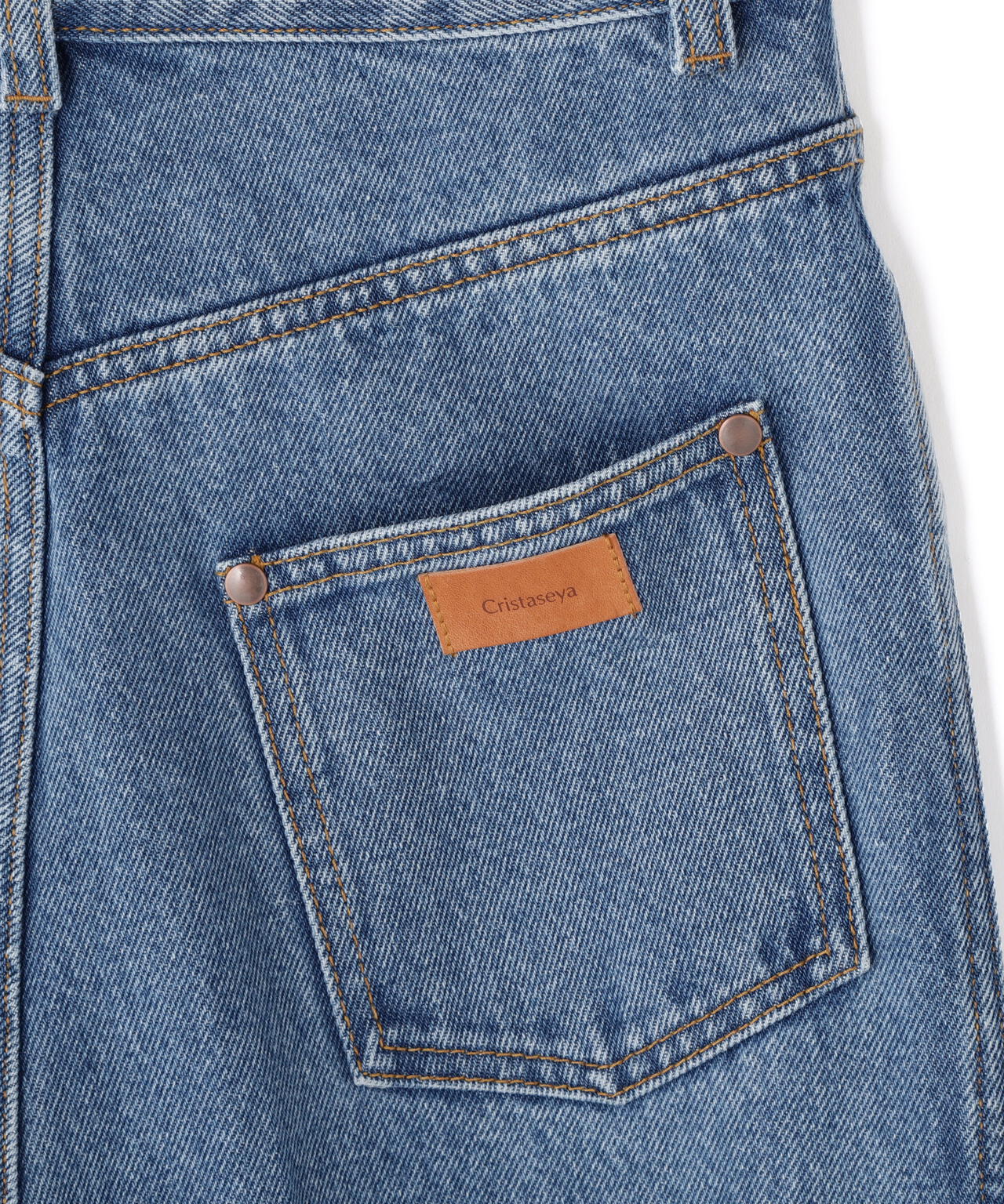 Cristaseya / BLEACHED DENIM HIGHWAISTED JEANS
