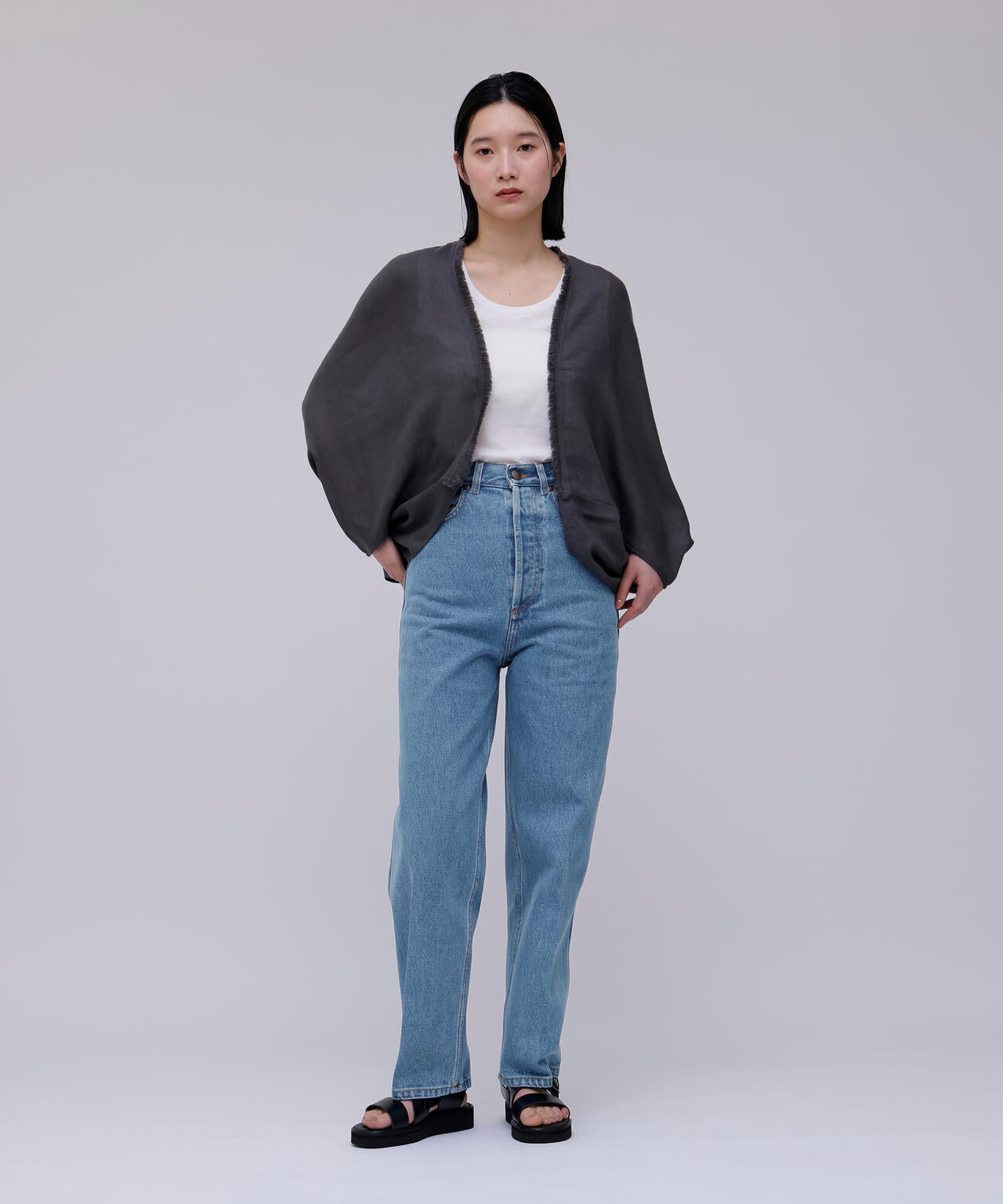 Cristaseya / BLEACHED DENIM HIGHWAISTED JEANS