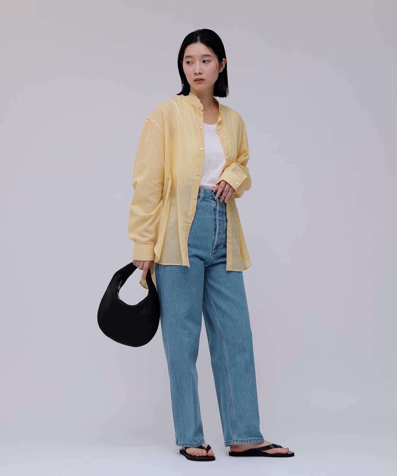 Cristaseya / BLEACHED DENIM HIGHWAISTED JEANS