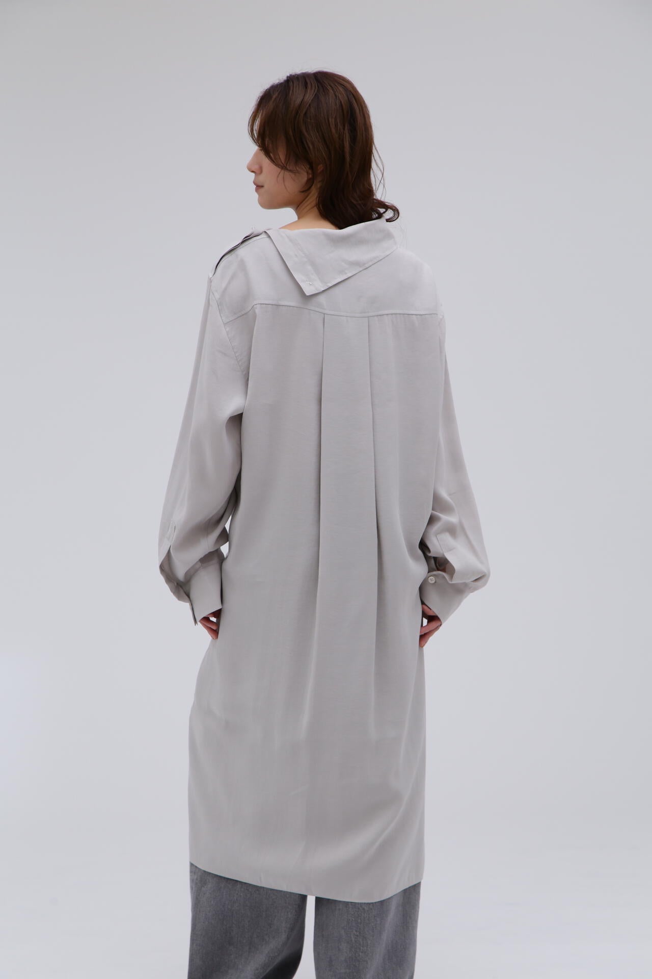 STUDIO NICHOLSON / MODAL HABOTAI ASSYMETRIC FOLD FRONT DRESS
