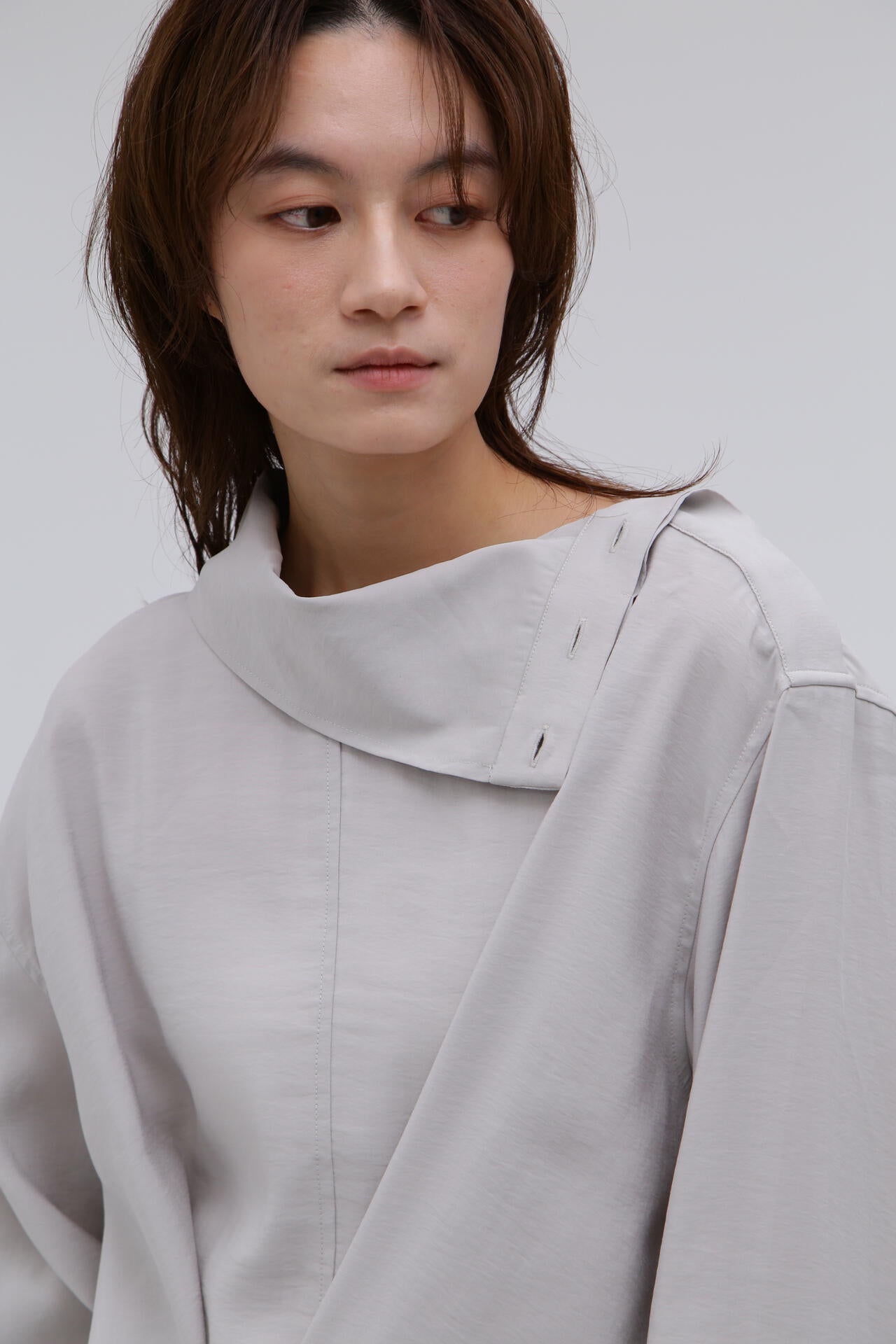 STUDIO NICHOLSON / MODAL HABOTAI ASSYMETRIC FOLD FRONT DRESS