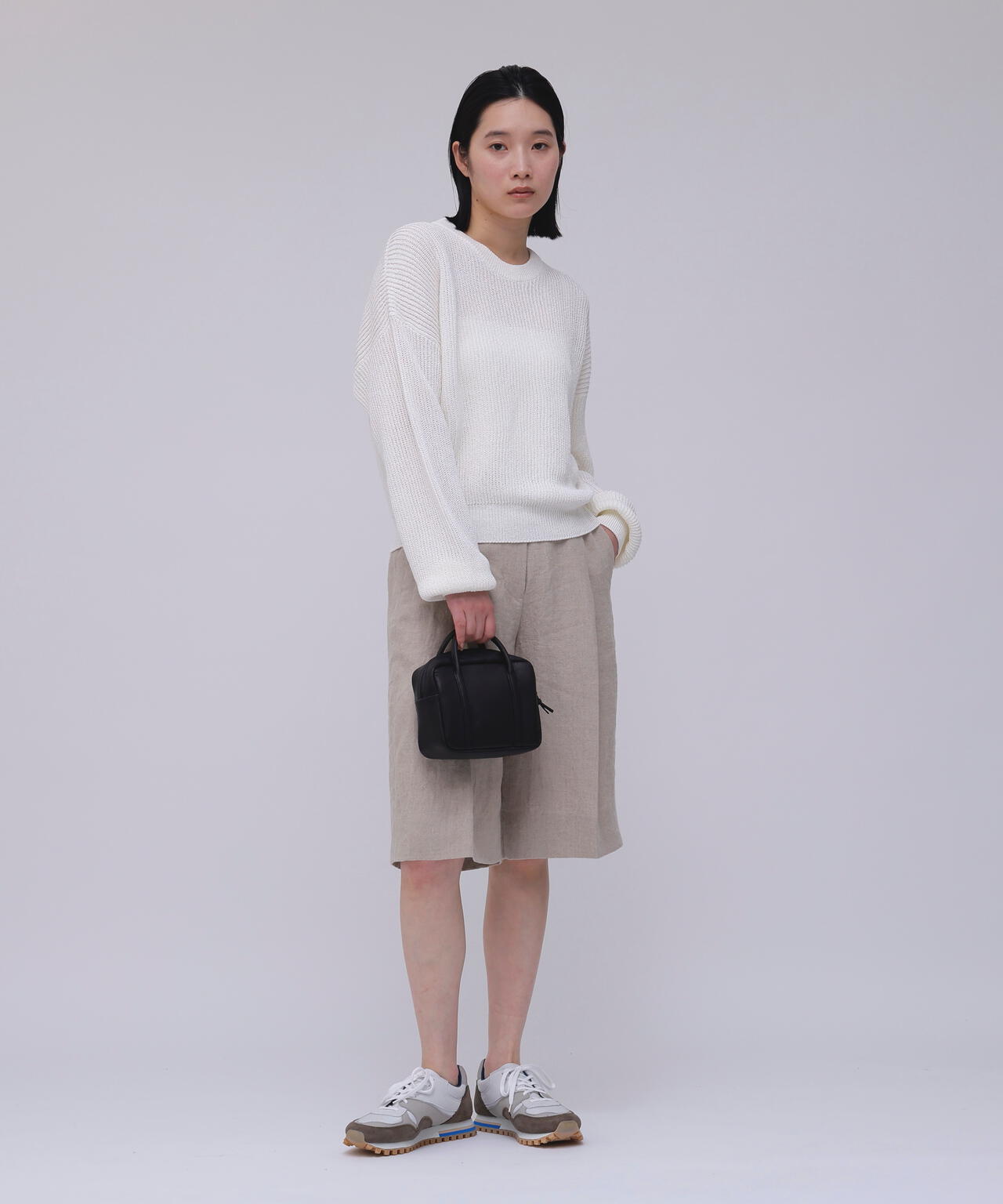 Cristaseya / WASHI PAPER DROPSHOULDER CROPPED SWEATER