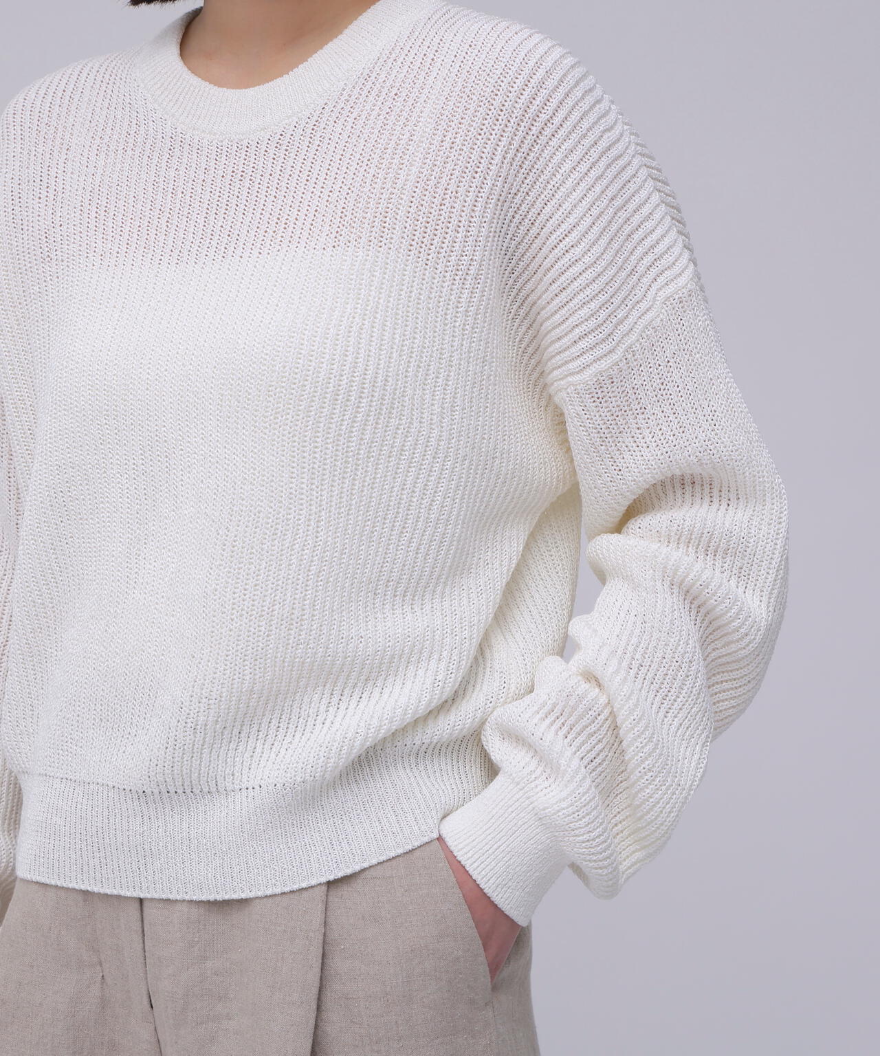 Cristaseya / WASHI PAPER DROPSHOULDER CROPPED SWEATER