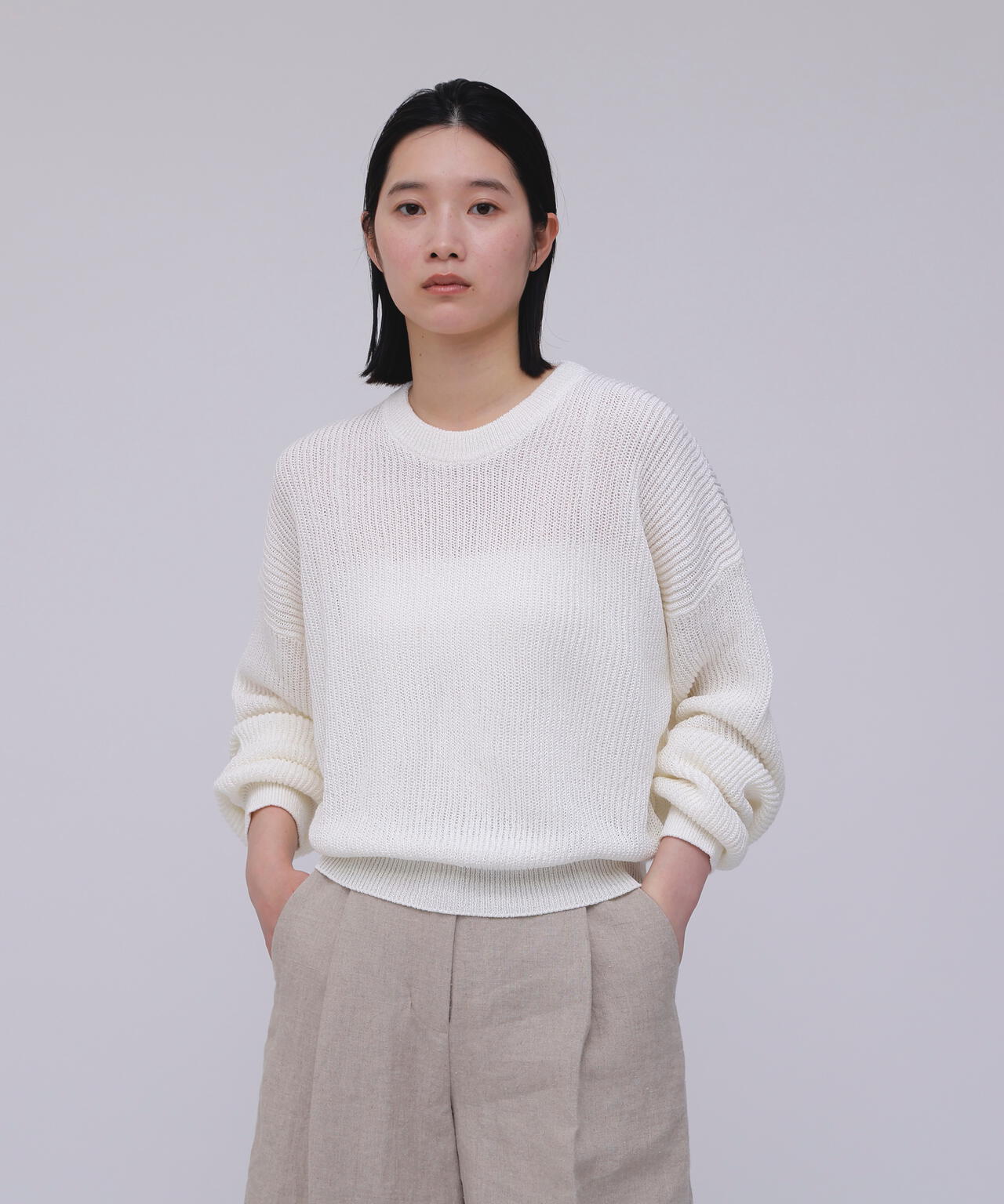 Cristaseya / WASHI PAPER DROPSHOULDER CROPPED SWEATER