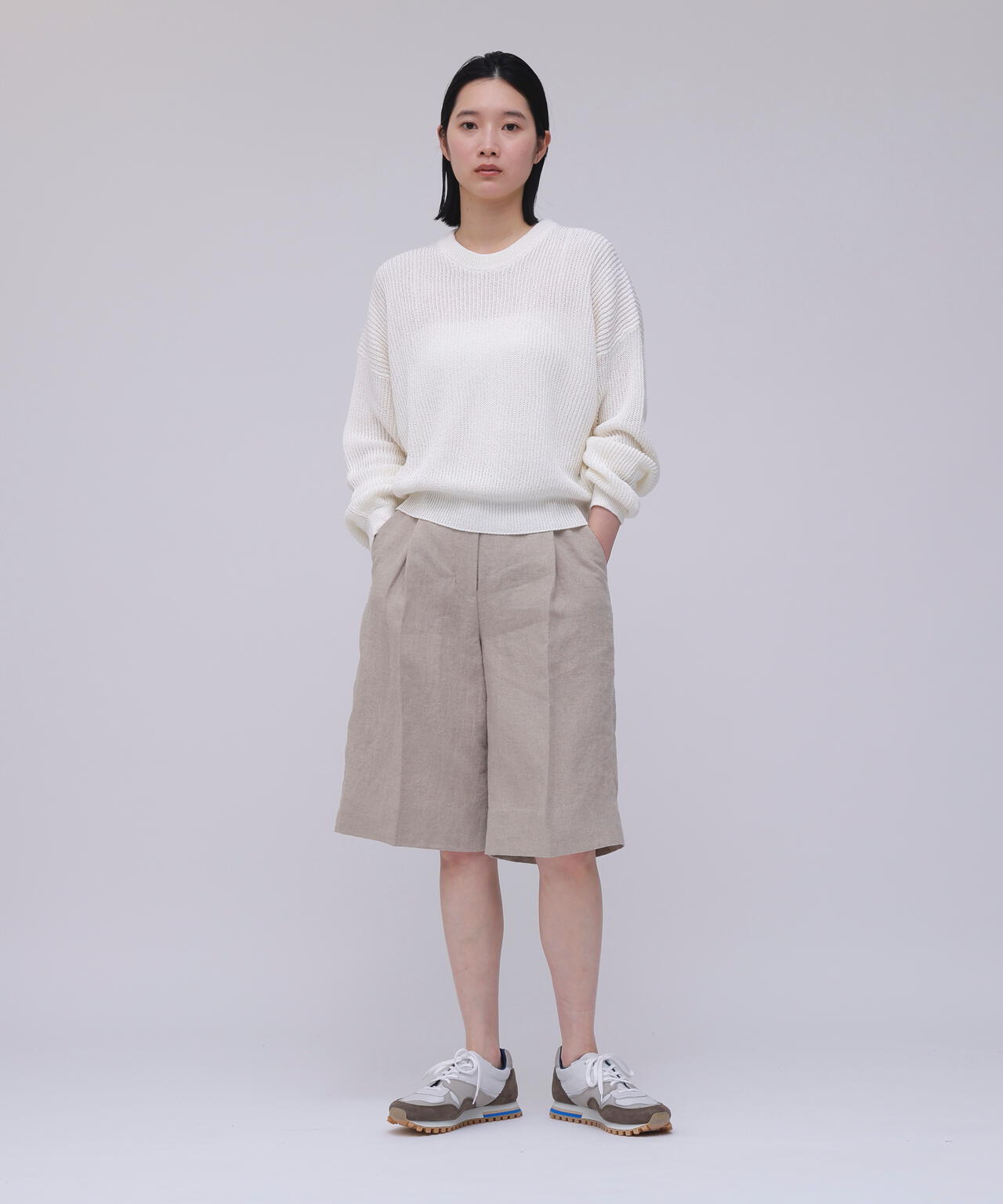 Cristaseya / WASHI PAPER DROPSHOULDER CROPPED SWEATER