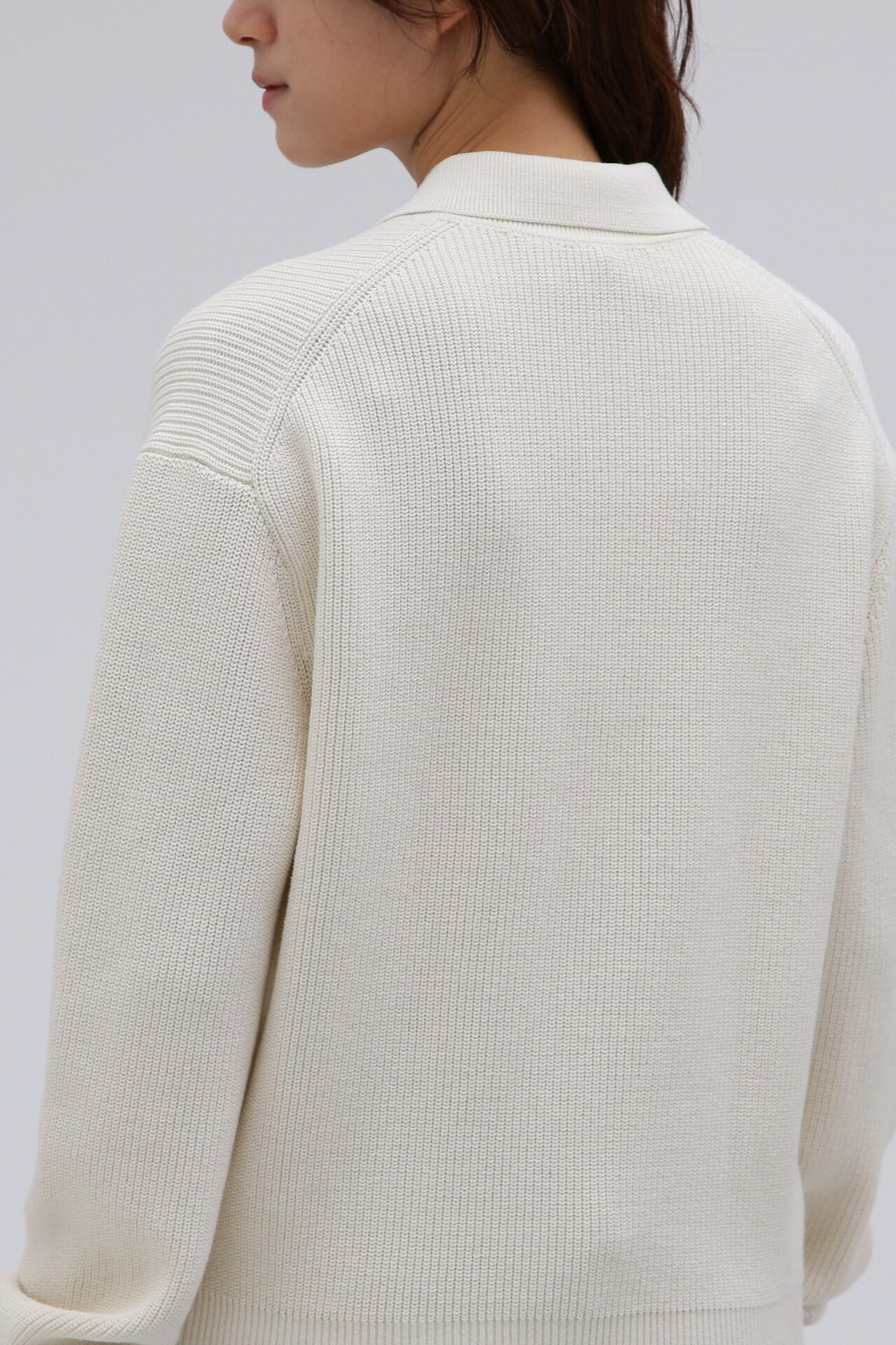 STUDIO NICHOLSON / DRY COTTON RIB 7G RIB LONG SLEEVE POLO