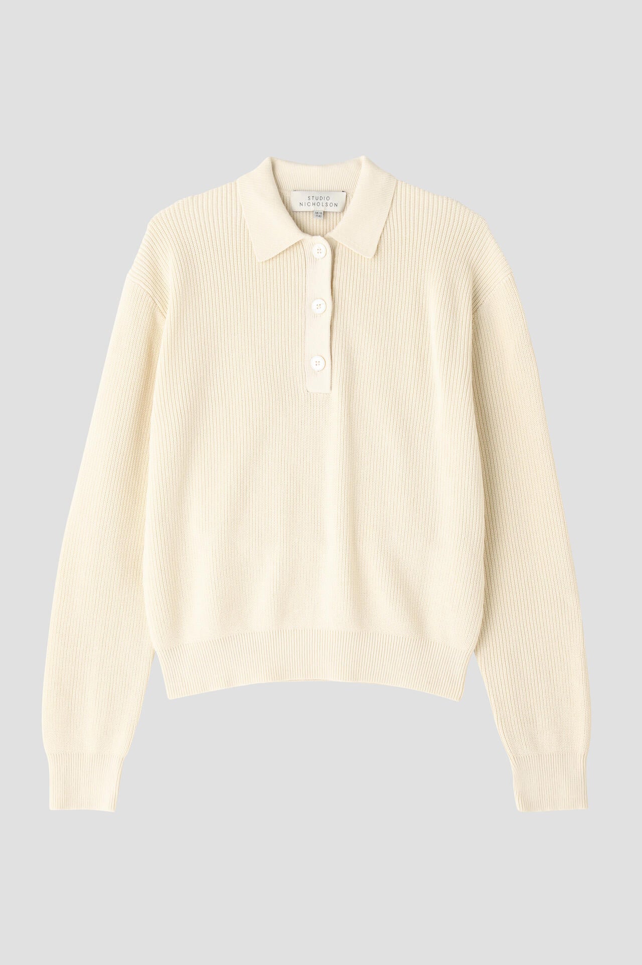 STUDIO NICHOLSON / DRY COTTON RIB 7G RIB LONG SLEEVE POLO